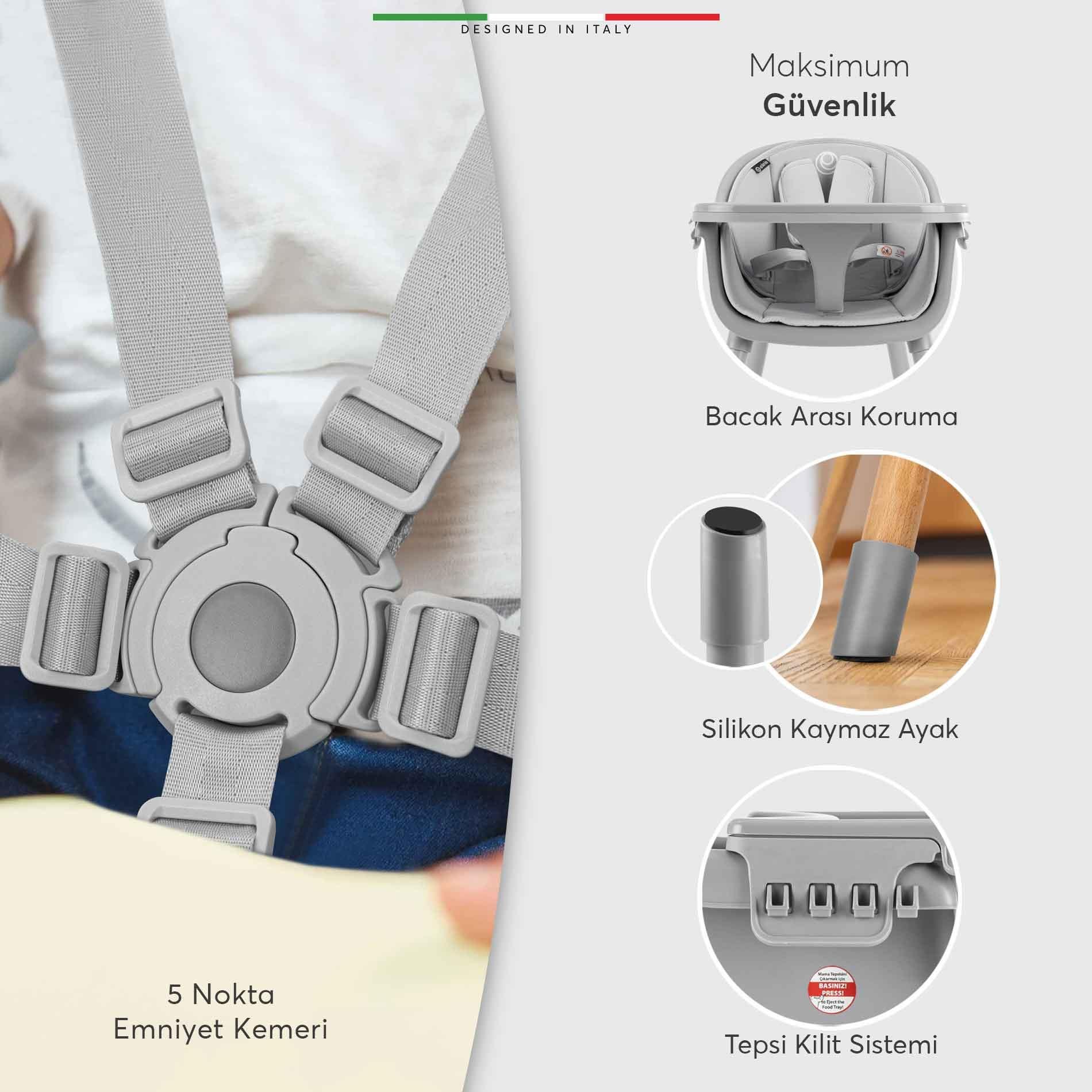Elele Misto 4in1 Bebek Mama Sandalyesi ve Mama Oturağı İç Pedli Mavi