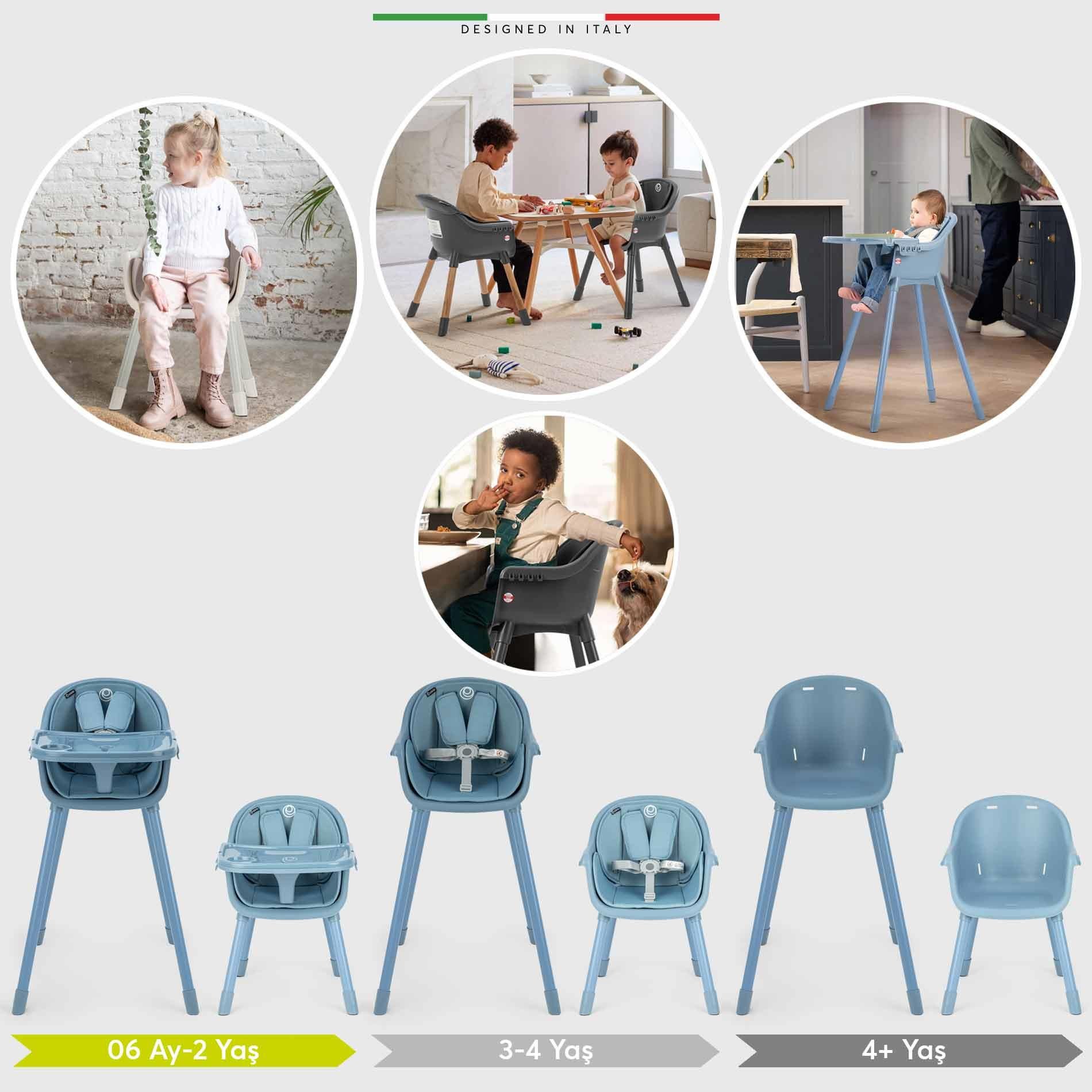 Elele Misto 4in1 Bebek Mama Sandalyesi ve Mama Oturağı İç Pedli Mavi