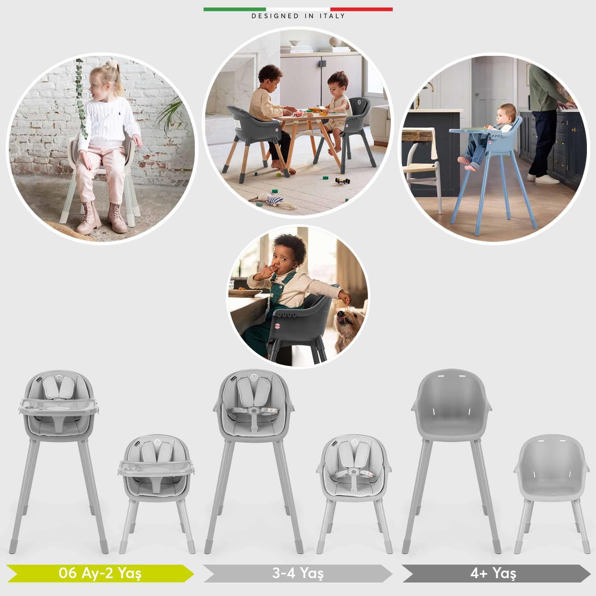 Elele Misto 4in1 Bebek Mama Sandalyesi ve Mama Oturağı İç Pedli Gri