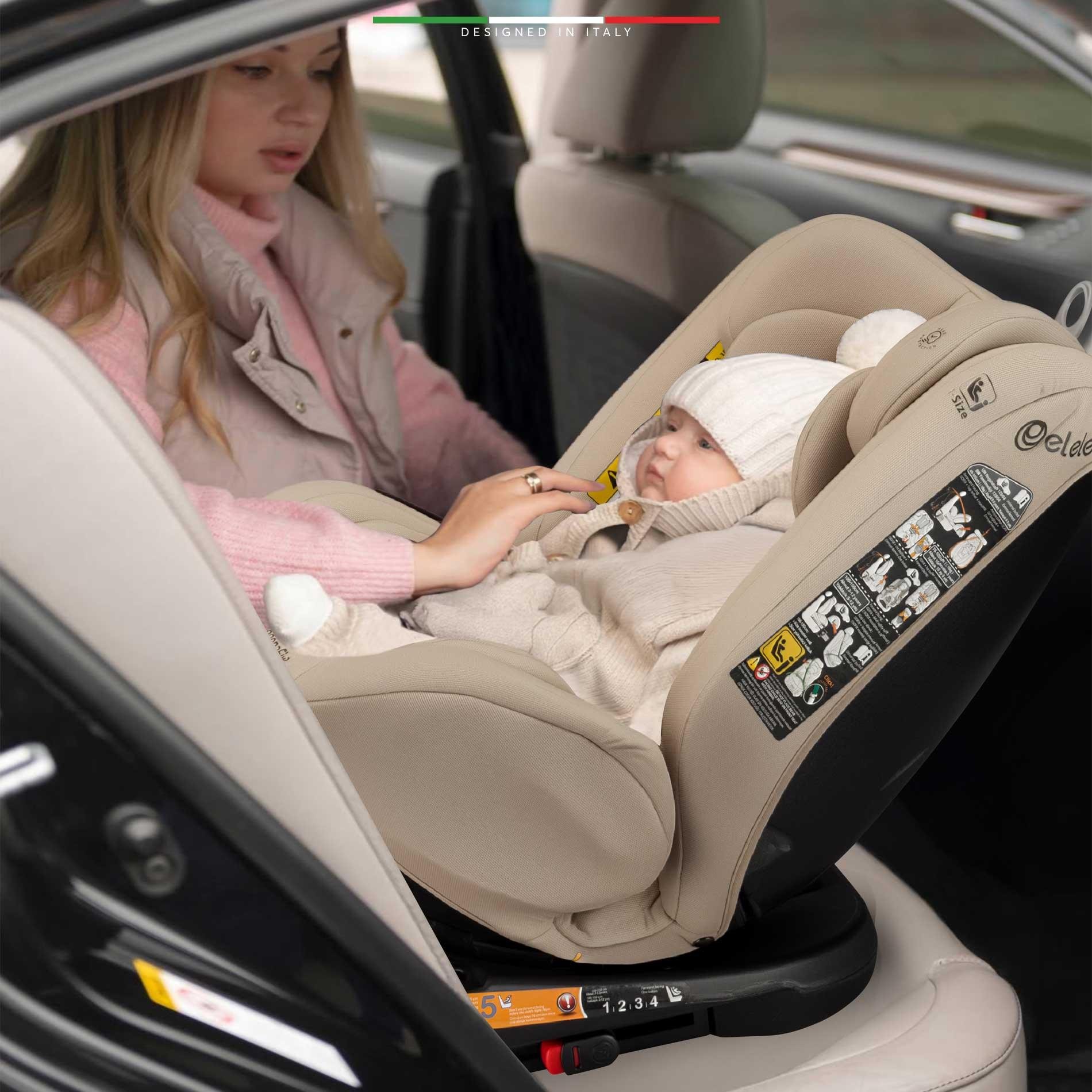 Elele ModenaFix 2 360° Dönen I-Size Oto Koltuğu İsoFix 40-150 CM 0-36 KG Bej