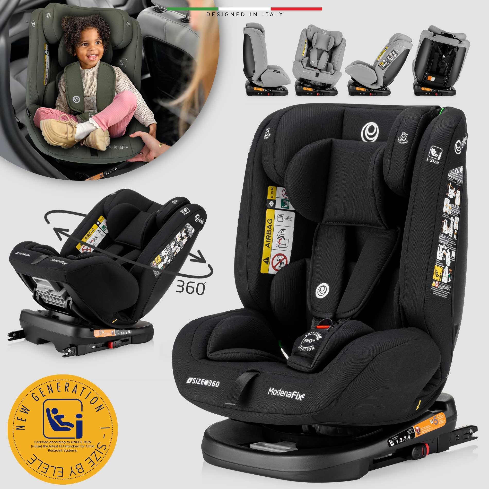 Elele ModenaFix 2 360° Dönen I-Size Oto Koltuğu İsoFix 40-150 CM 0-36 KG Siyah