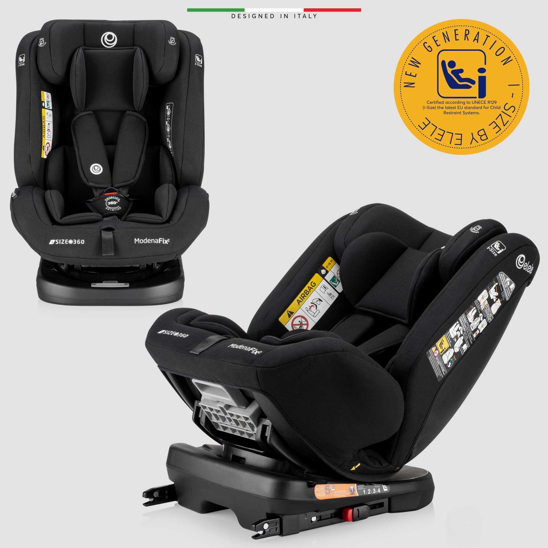 Elele ModenaFix 2 360° Dönen I-Size Oto Koltuğu İsoFix 40-150 CM 0-36 KG Siyah