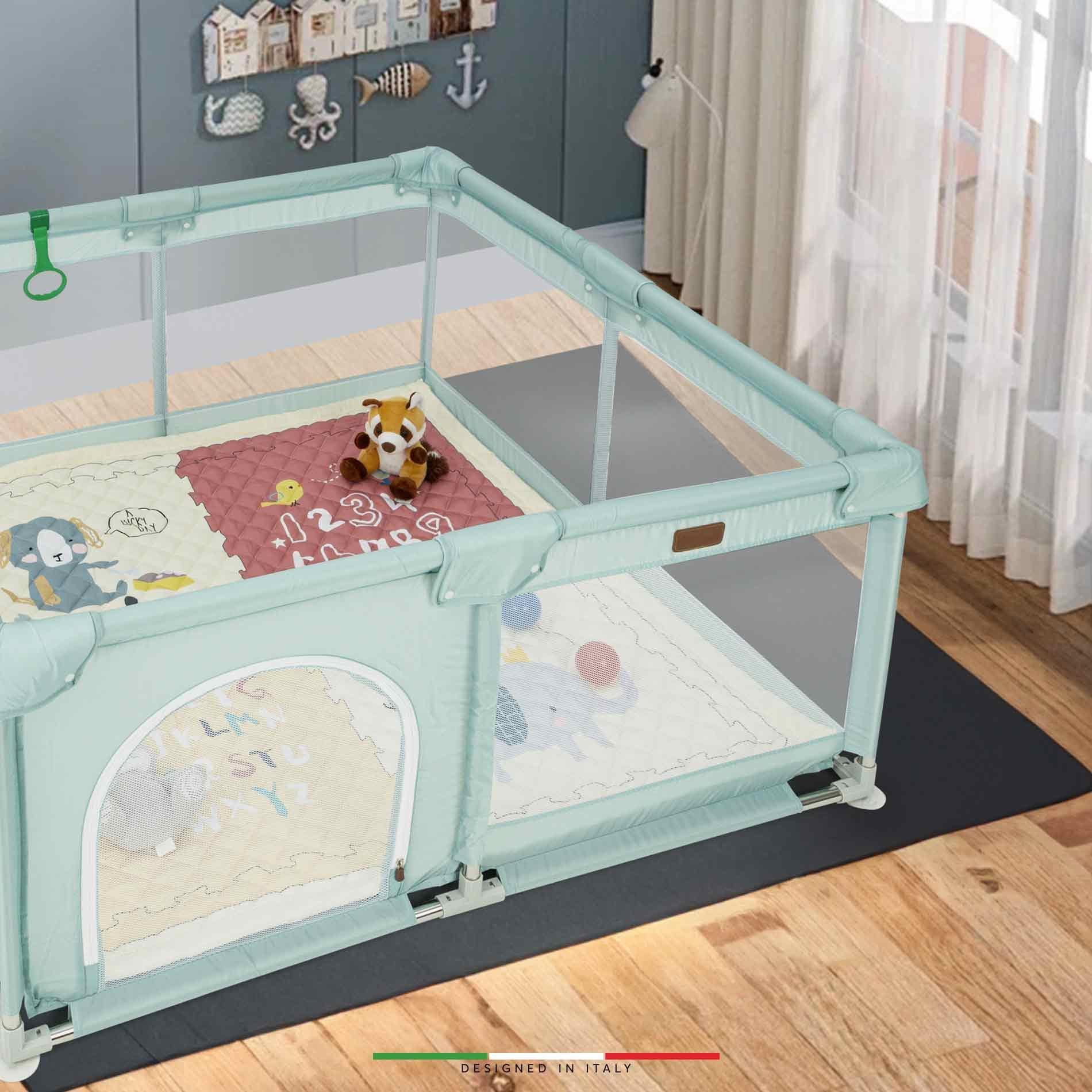 Elele Parma 2in1 Oyun Parkı Oyun Alanı ve Oyun Matı Halısı 125x125 cm Mint