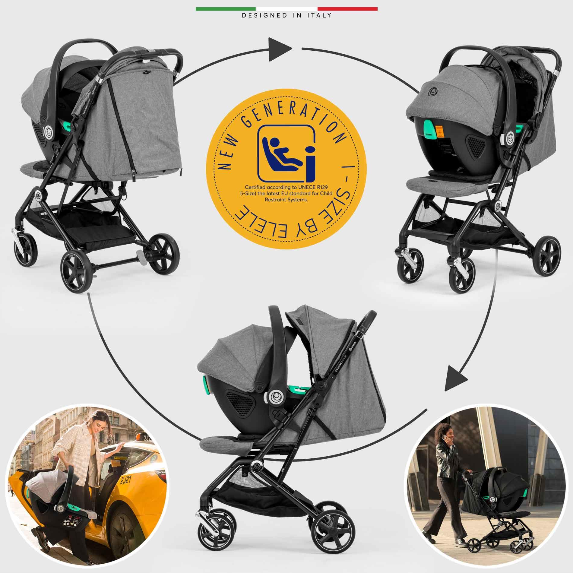 Elele Plane 2 Kabin Tipi Travel Sistem Bebek Arabası Silver Gri-Siyah