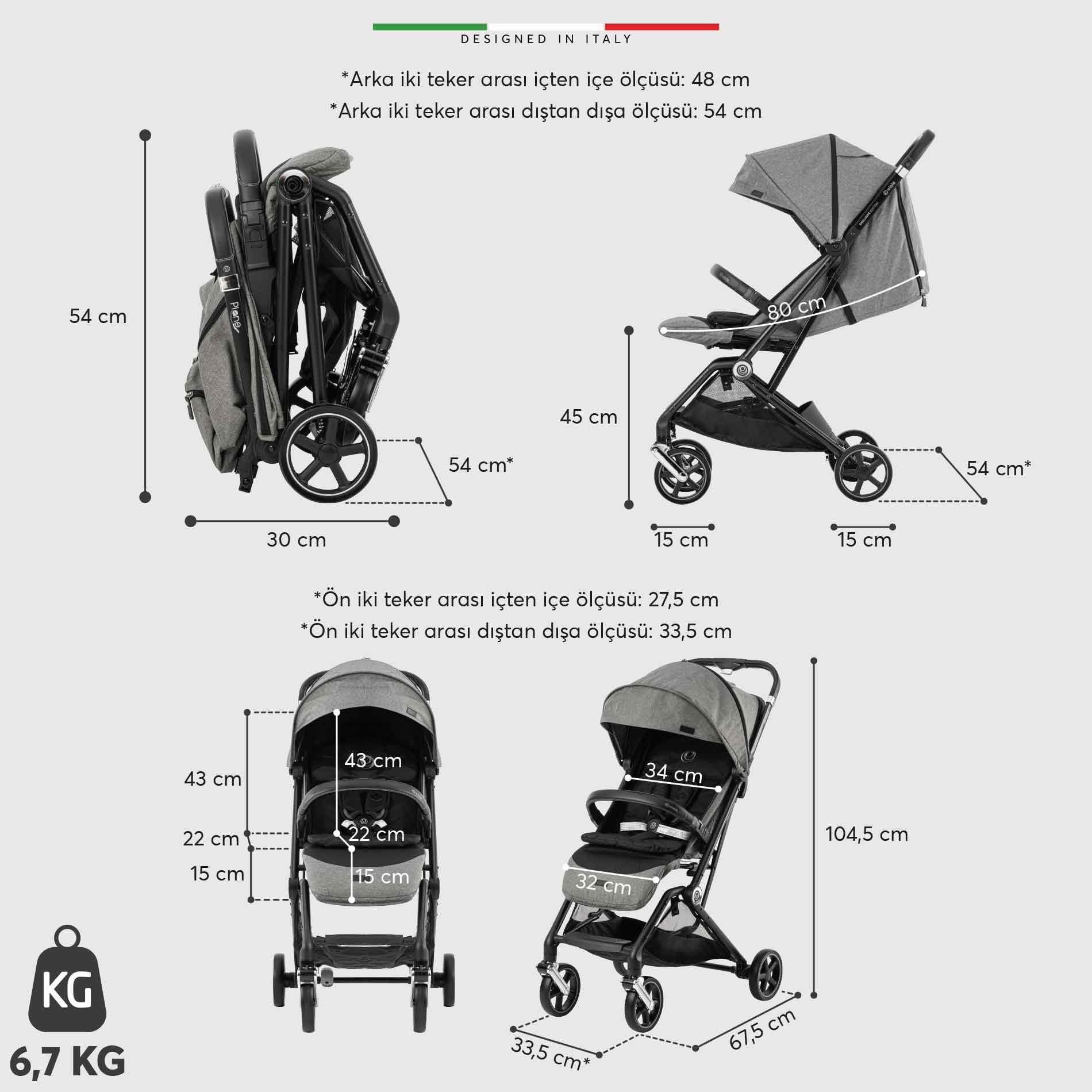 Elele Plane 2 Kabin Tipi Travel Sistem Bebek Arabası Silver Gri-Siyah