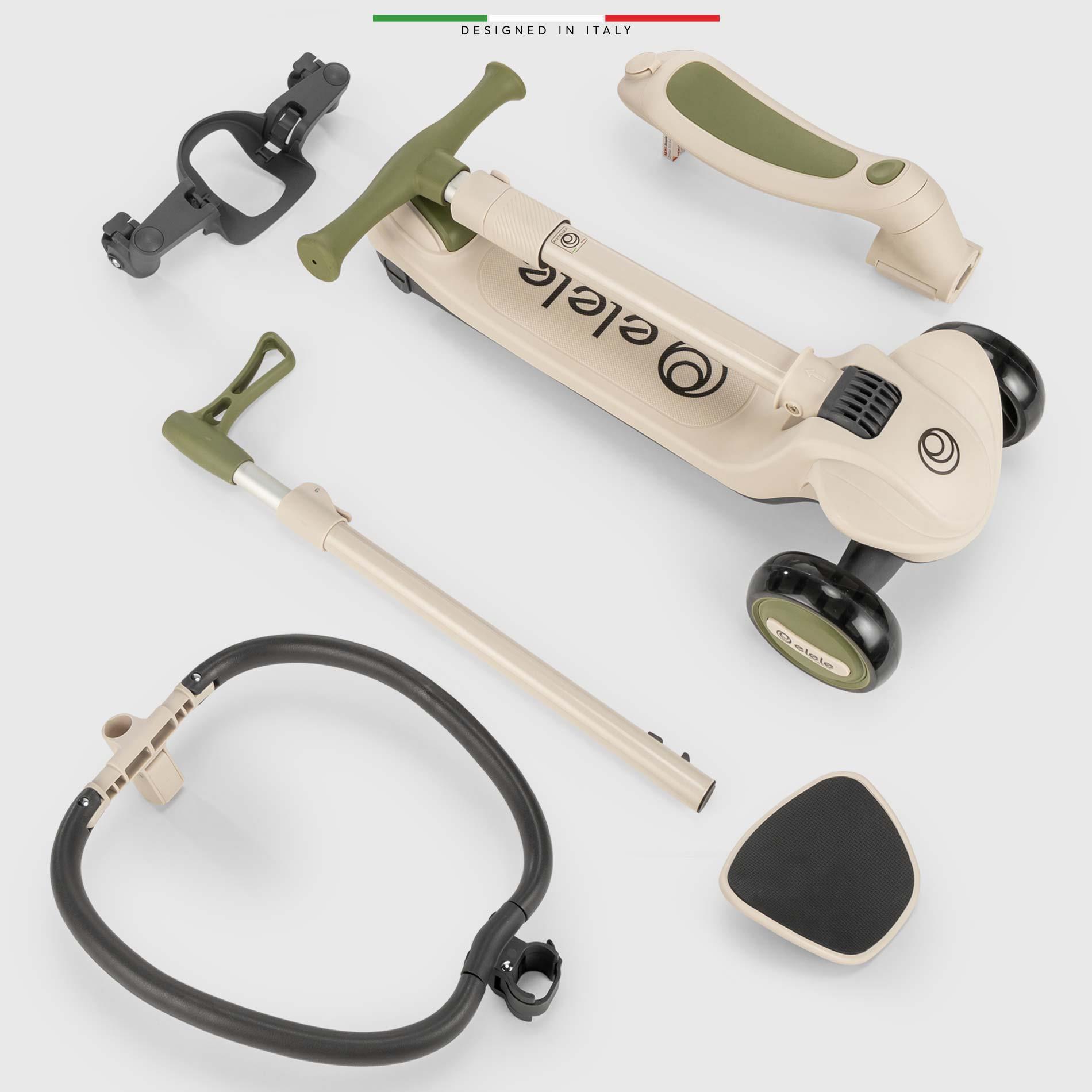 Elele Potenza 4in1 Ebeveyn Kontrollü 5 Tekerlekli Çocuk Scooter Işıklı Oturaklı Siyah