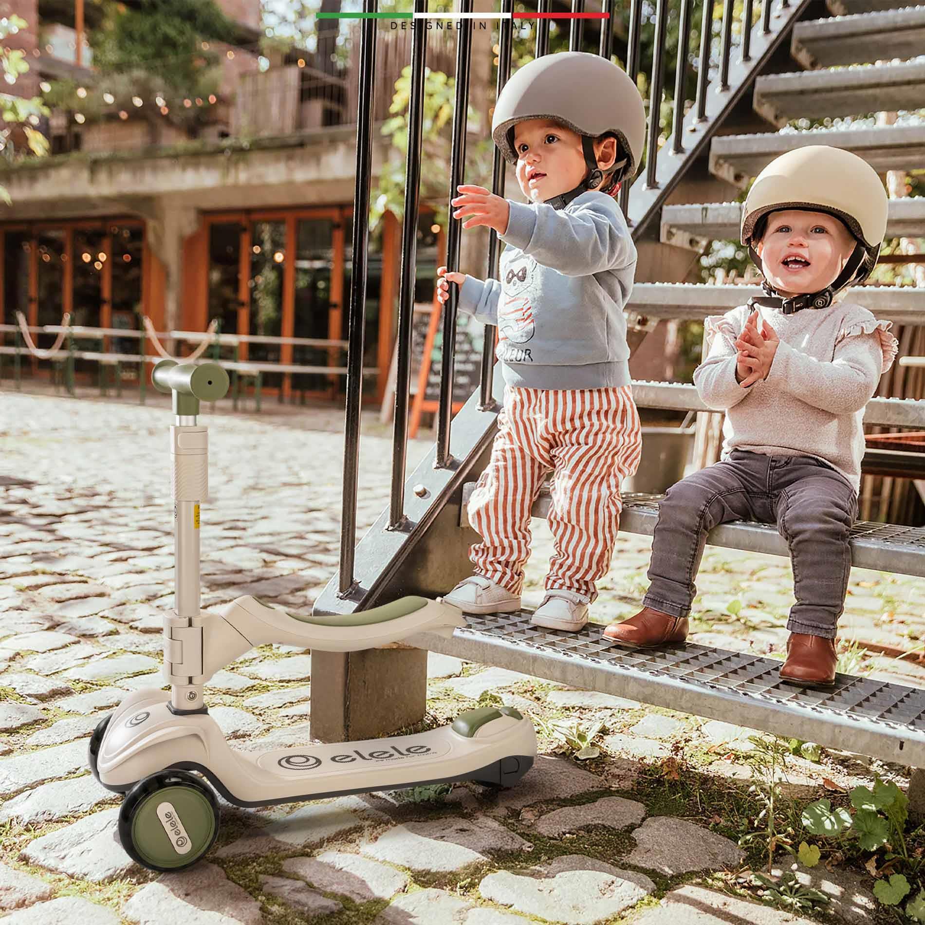 Elele Potenza 4in1 Ebeveyn Kontrollü 5 Tekerlekli Çocuk Scooter Işıklı Oturaklı Siyah