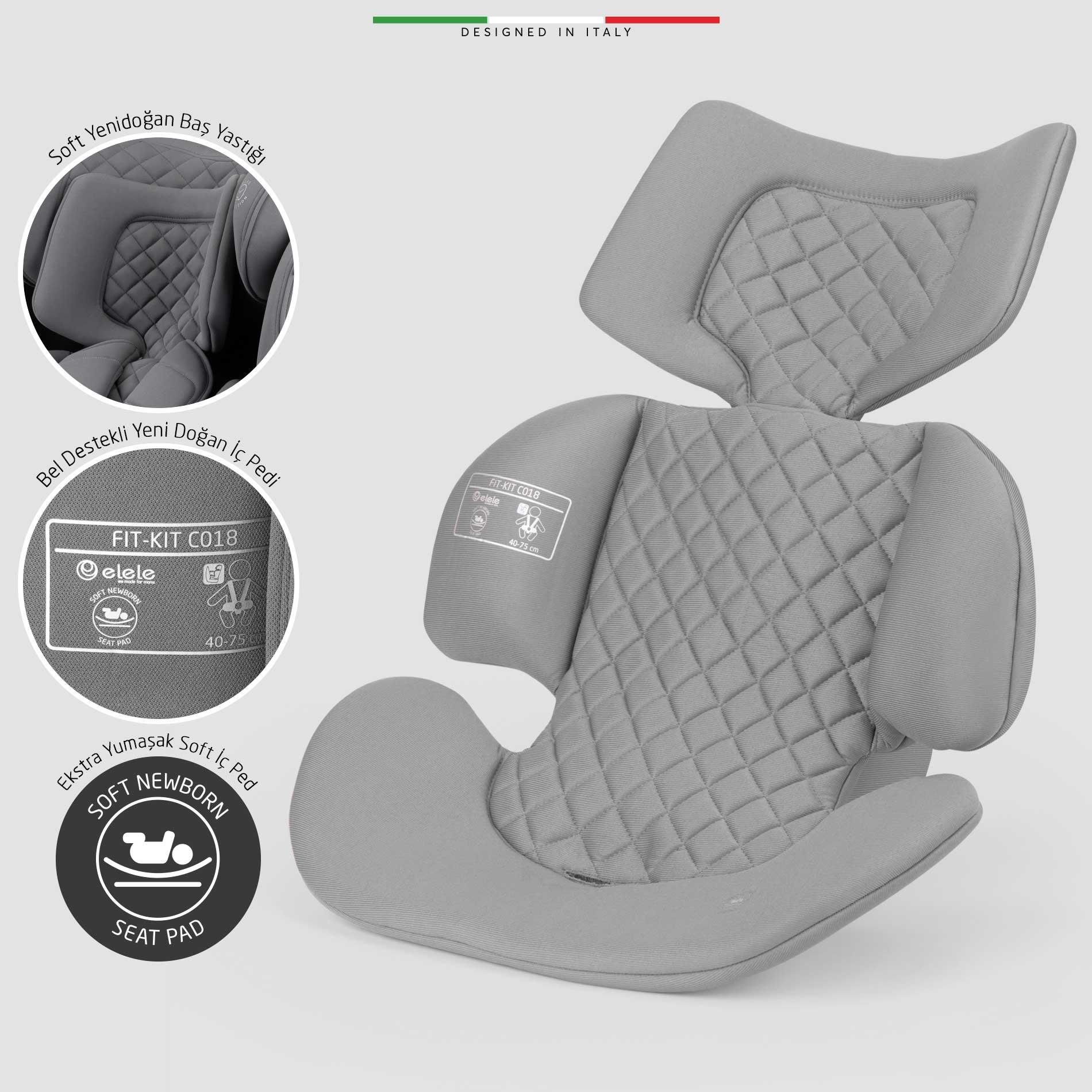 Elele RitornoFix 360° Dönen I-Size Oto Koltuğu İsoFix 40-150 CM 0-36 KG Gri