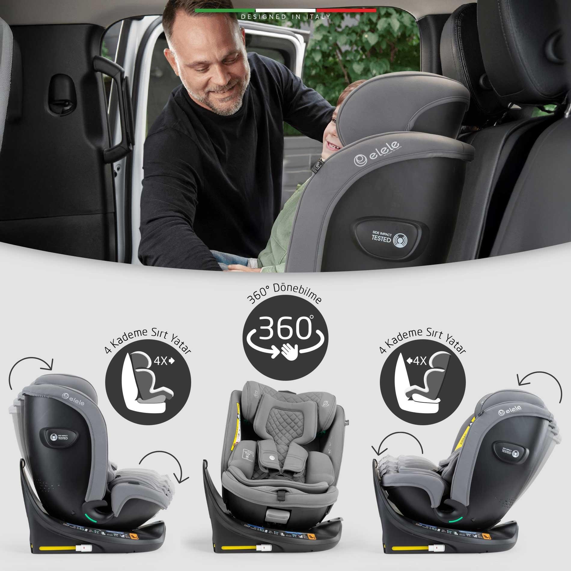 Elele RitornoFix 360° Dönen I-Size Oto Koltuğu İsoFix 40-150 CM 0-36 KG Yeşil