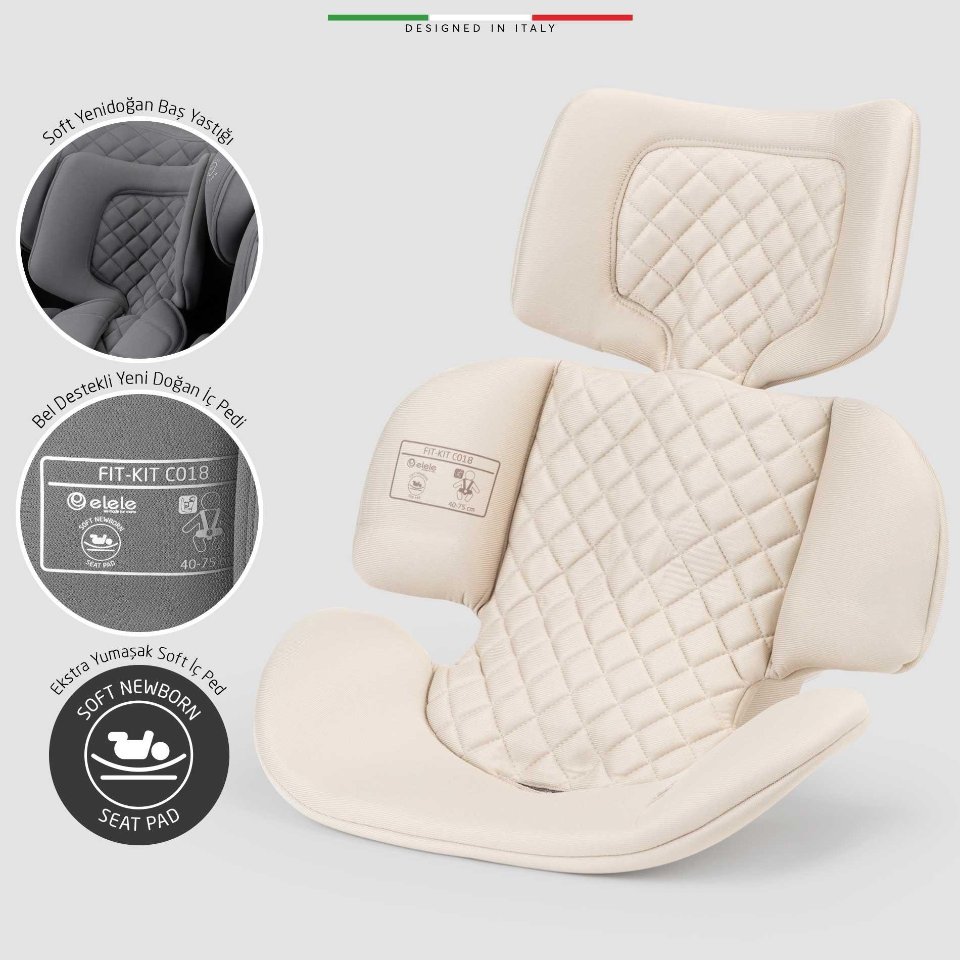 Elele RitornoFix 360° Dönen I-Size Oto Koltuğu İsoFix 40-150 CM 0-36 KG Bej
