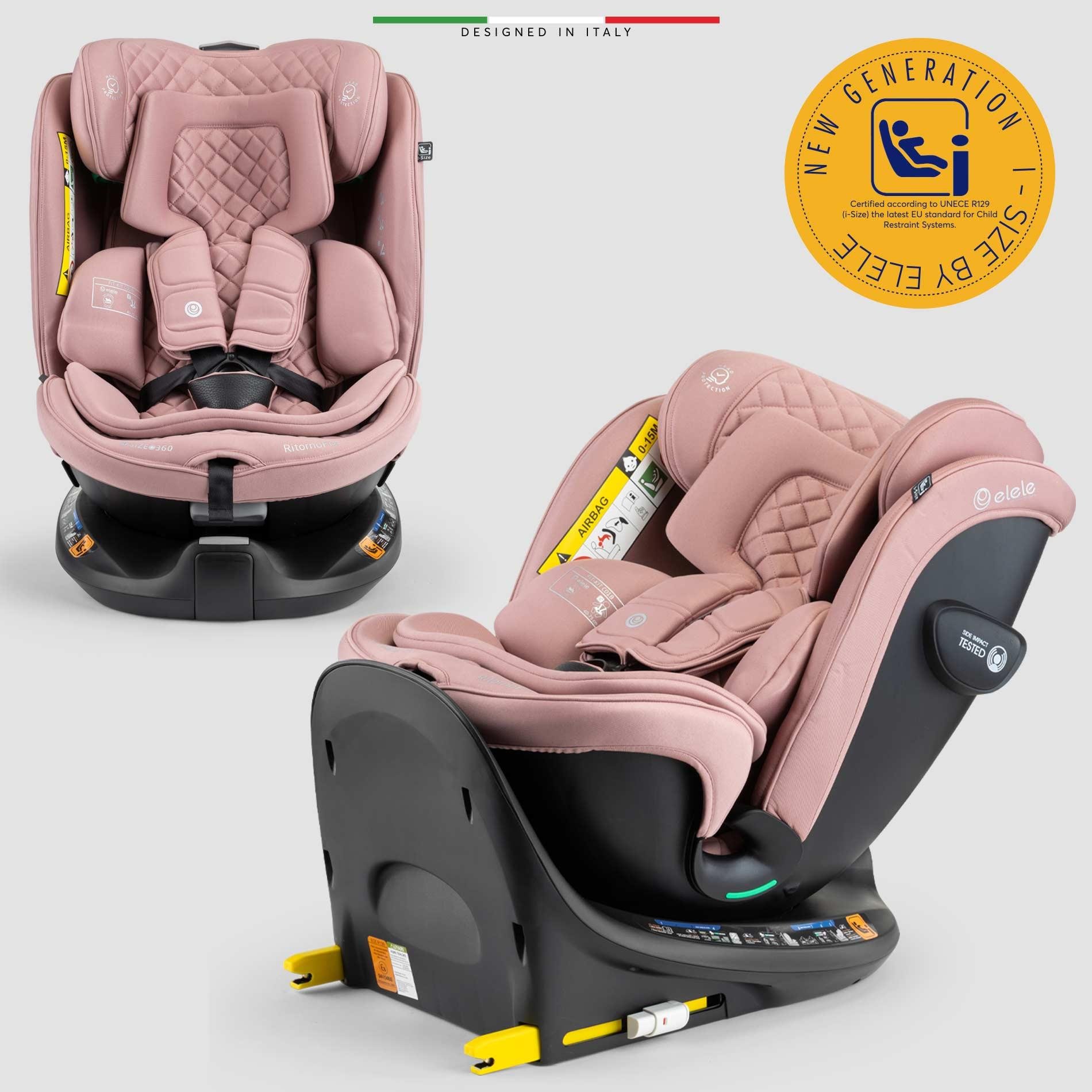 Elele RitornoFix 360° Dönen I-Size Oto Koltuğu İsoFix 40-150 CM 0-36 KG Pudra