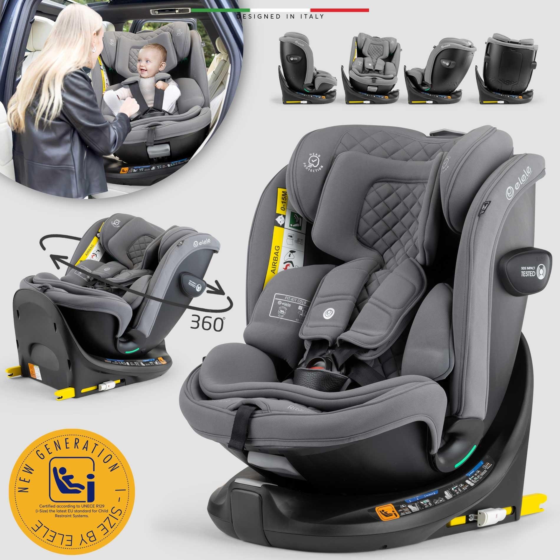 Elele RitornoFix 360° Dönen I-Size Oto Koltuğu İsoFix 40-150 CM 0-36 KG Gri