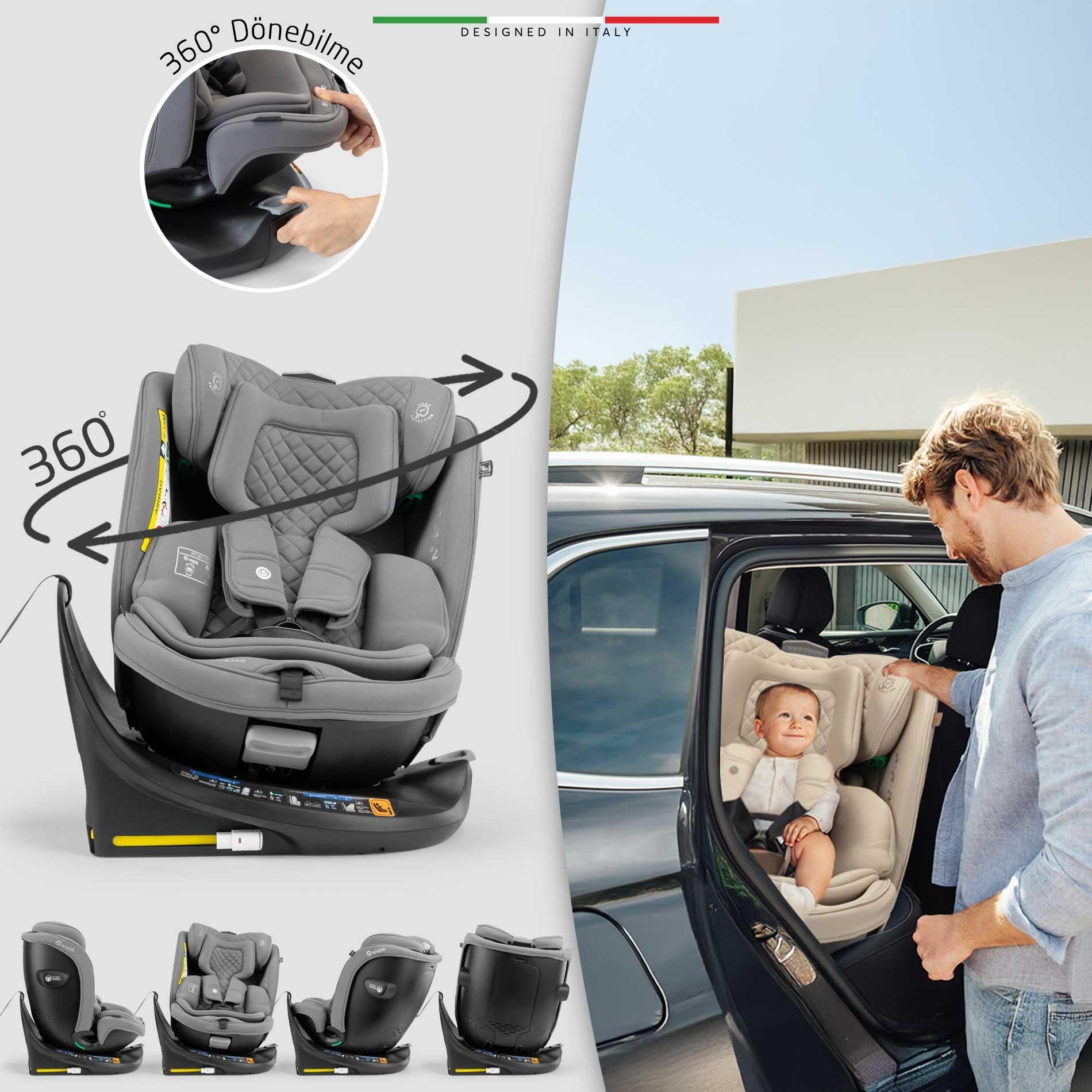 Elele RitornoFix 360° Dönen I-Size Oto Koltuğu İsoFix 40-150 CM 0-36 KG Bej