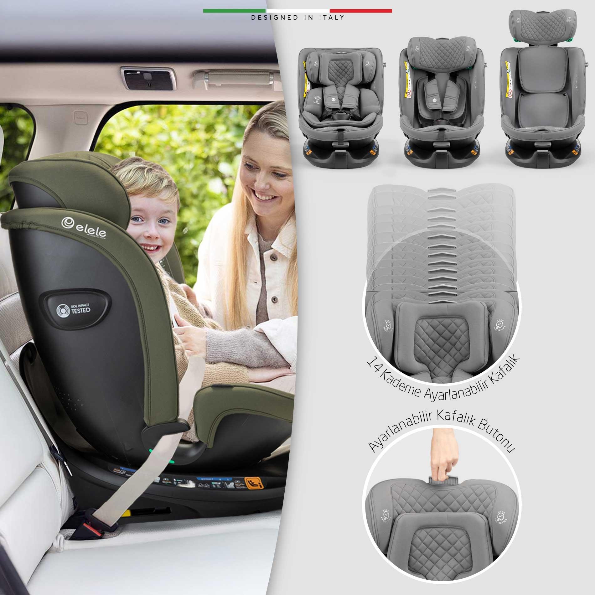 Elele RitornoFix 360° Dönen I-Size Oto Koltuğu İsoFix 40-150 CM 0-36 KG Bej