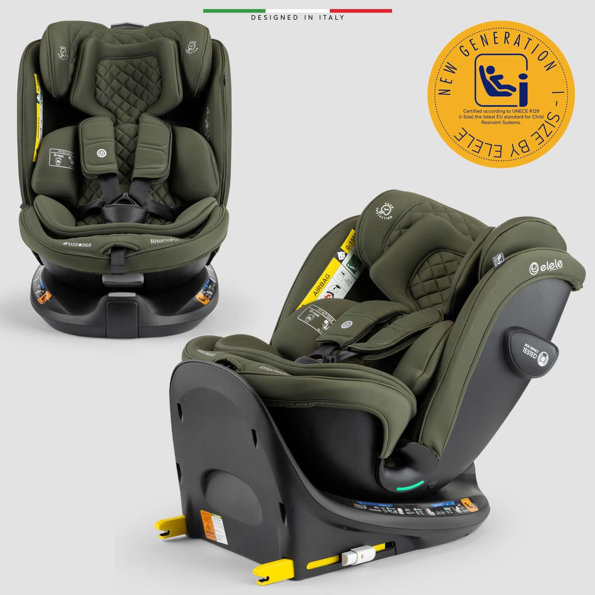 Elele RitornoFix 360° Dönen I-Size Oto Koltuğu İsoFix 40-150 CM 0-36 KG Yeşil