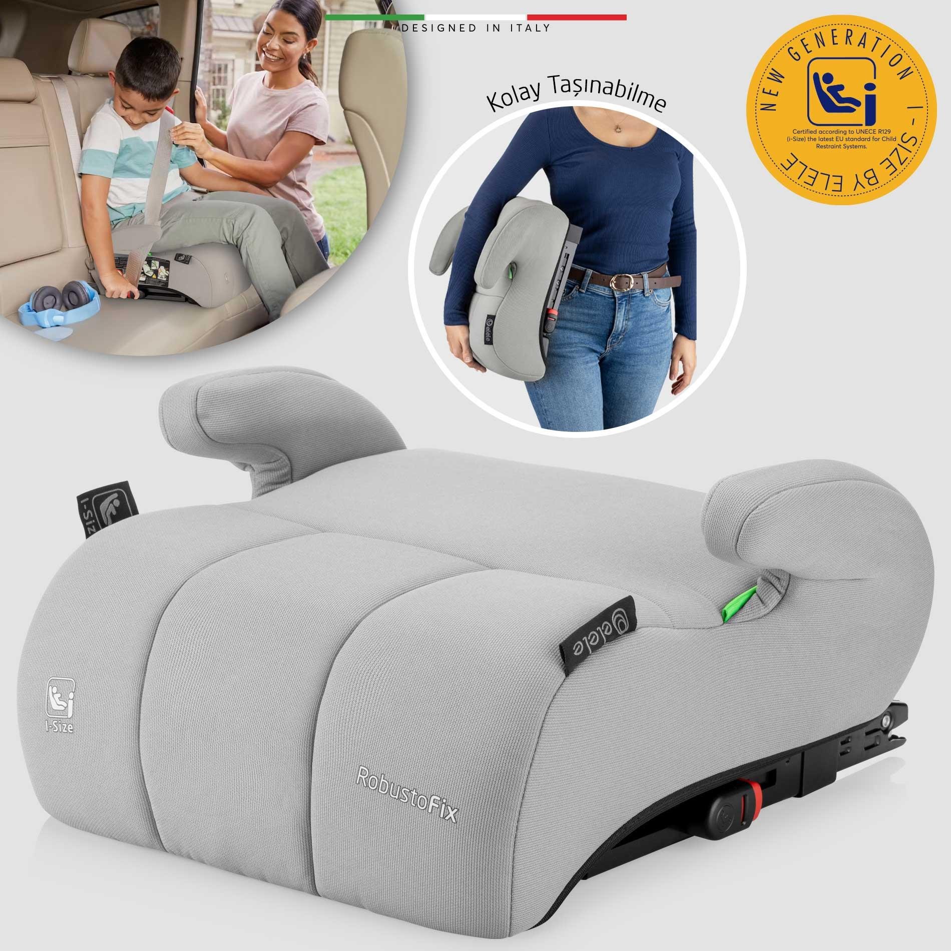 Elele RobustoFix I-Size Yükseltici Oto Koltuğu İsoFix 125-150 CM 15-36 KG Gri