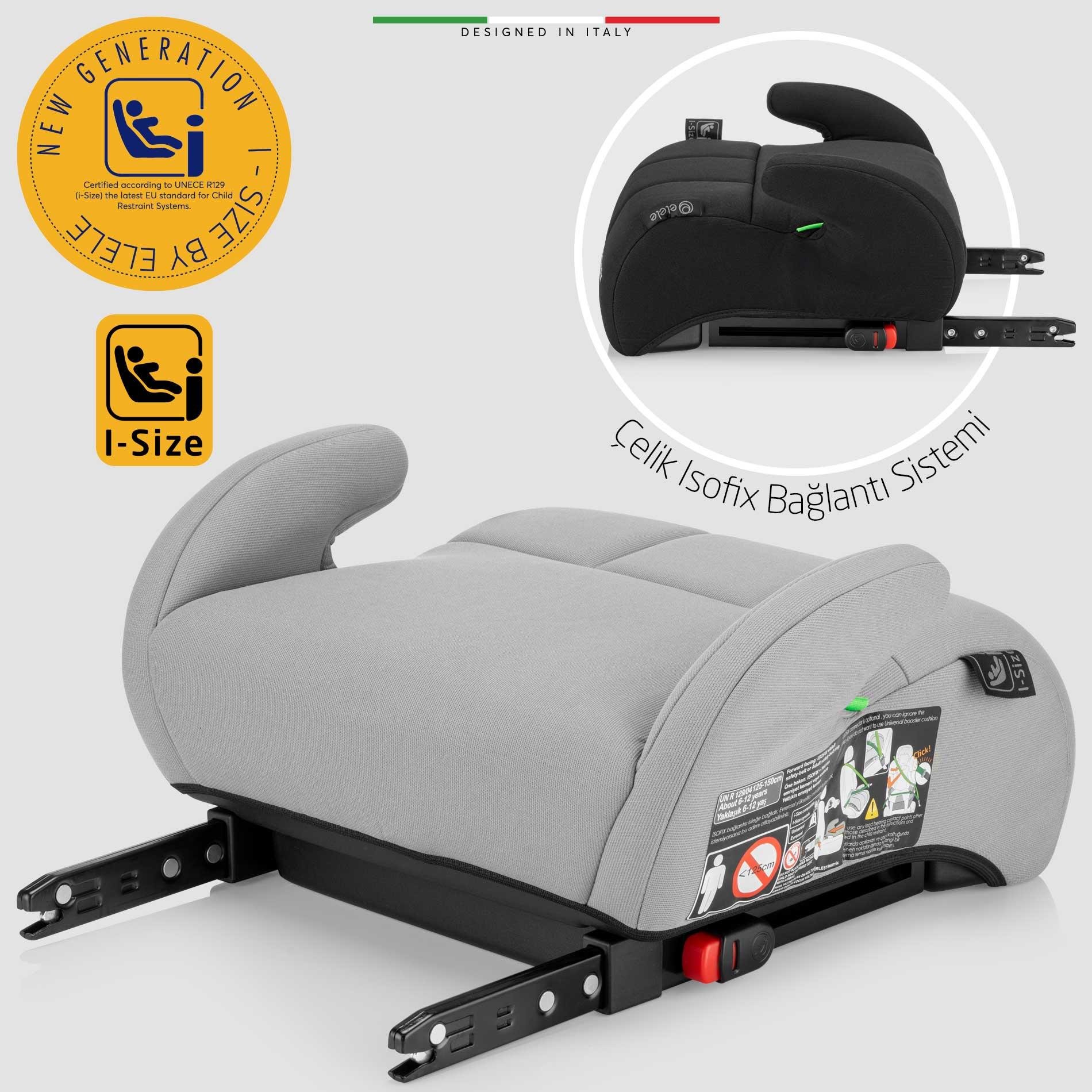 Elele RobustoFix I-Size Yükseltici Oto Koltuğu İsoFix 125-150 CM 15-36 KG Siyah