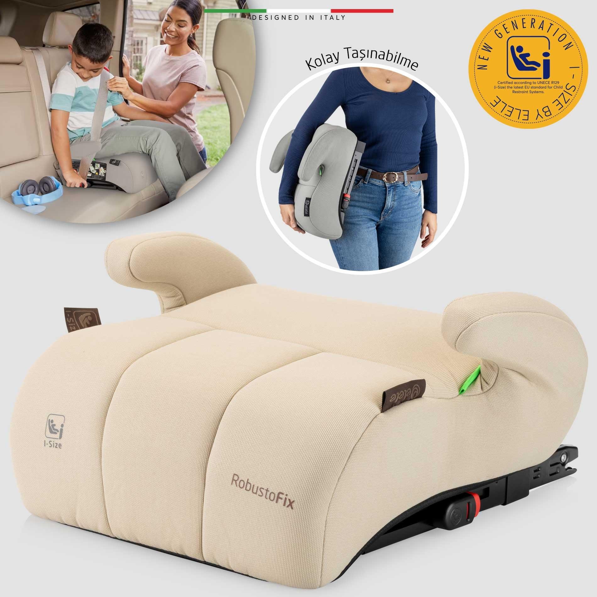 Elele RobustoFix I-Size Yükseltici Oto Koltuğu İsoFix 125-150 CM 15-36 KG Bej