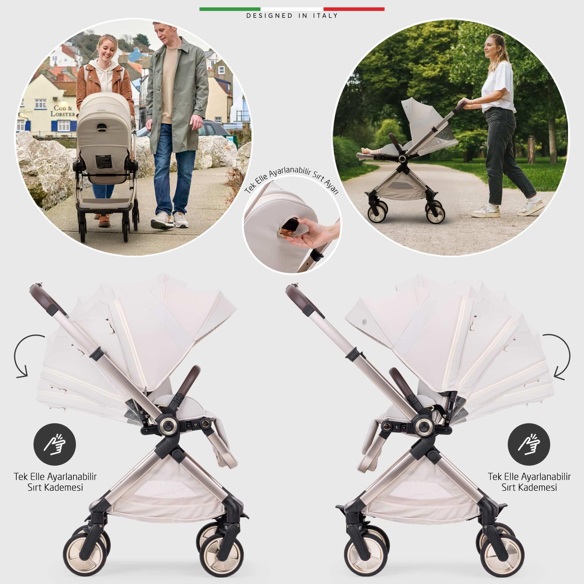 Elele Rotabile Premium Çift Yönlü Bebek Arabası Bej
