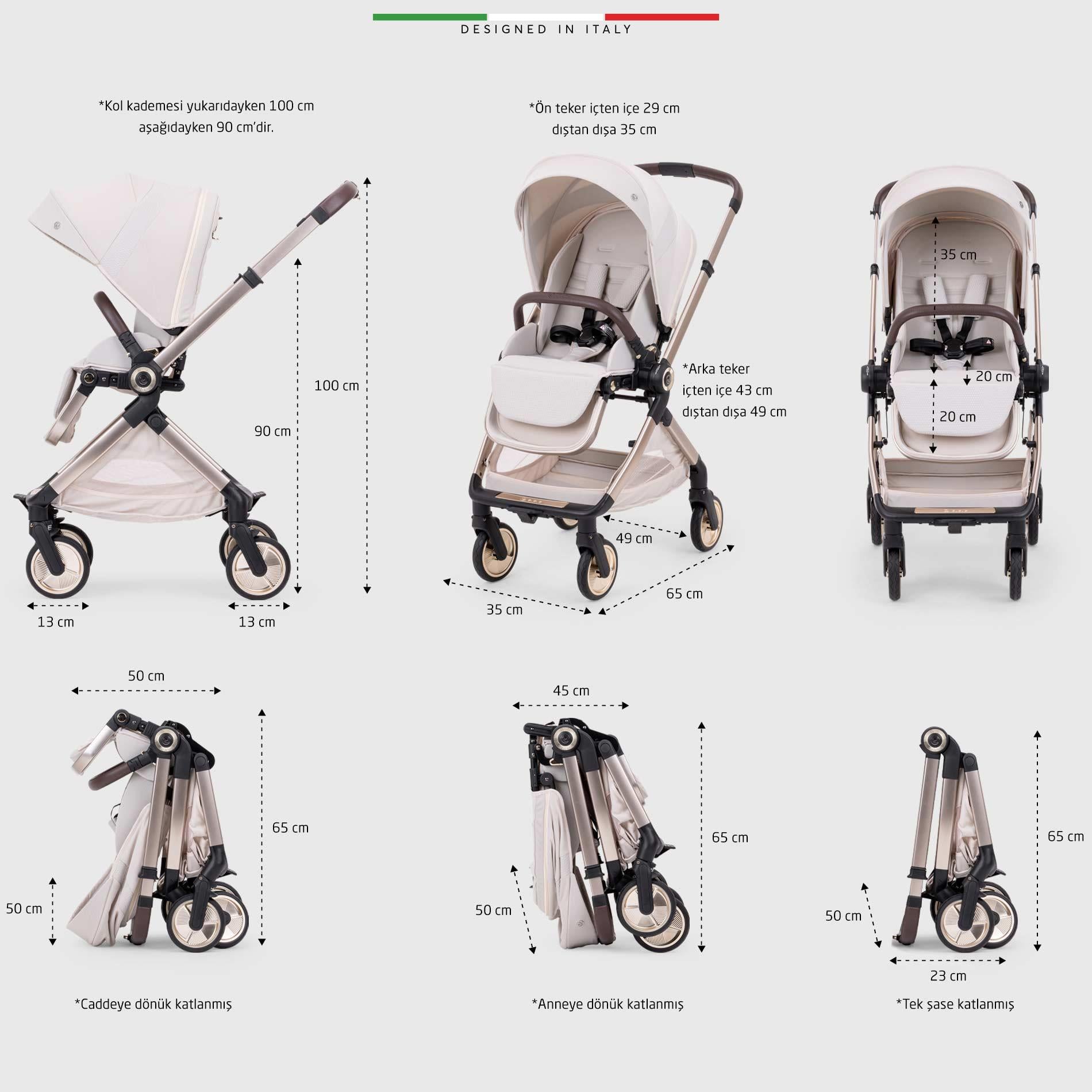 Elele Rotabile Premium Çift Yönlü Bebek Arabası Bej