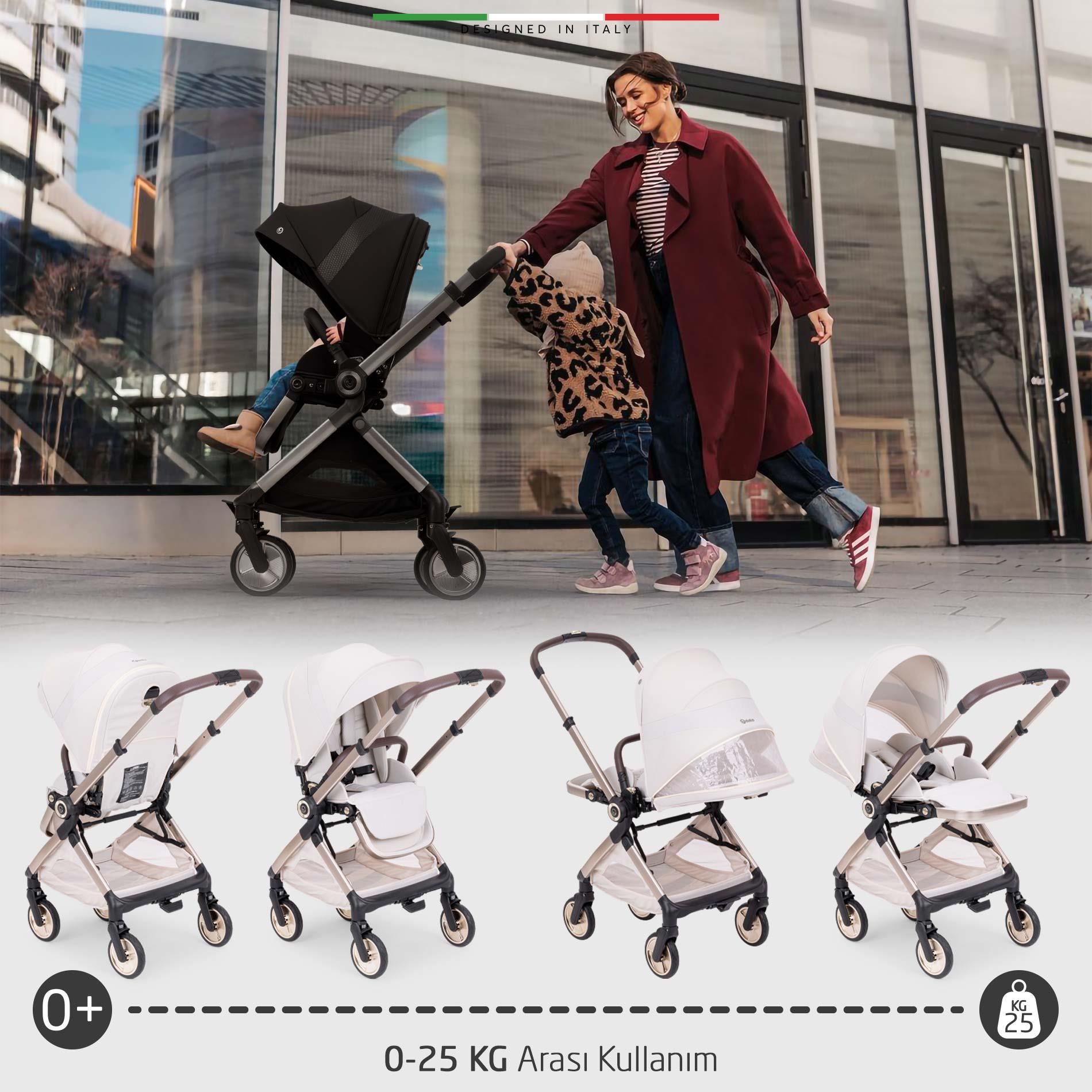 Elele Rotabile Premium Çift Yönlü Bebek Arabası Bej