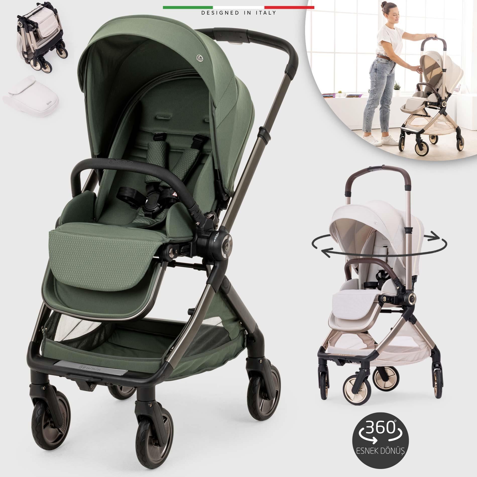 Elele Rotabile Premium Çift Yönlü Bebek Arabası Yeşil