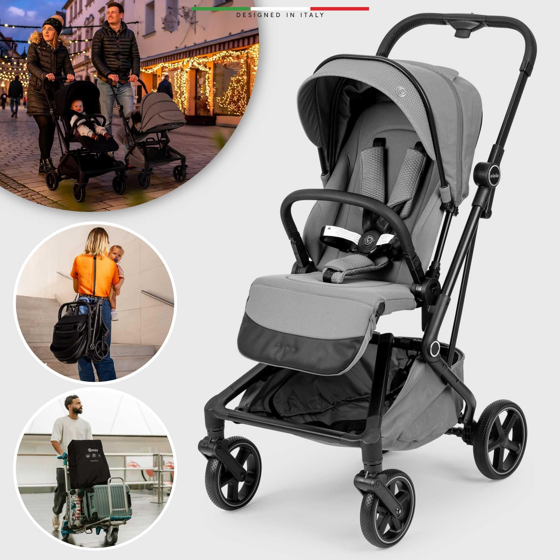 Elele Rotativo Çift Yönlü Kabin Tipi Bebek Arabası Gri