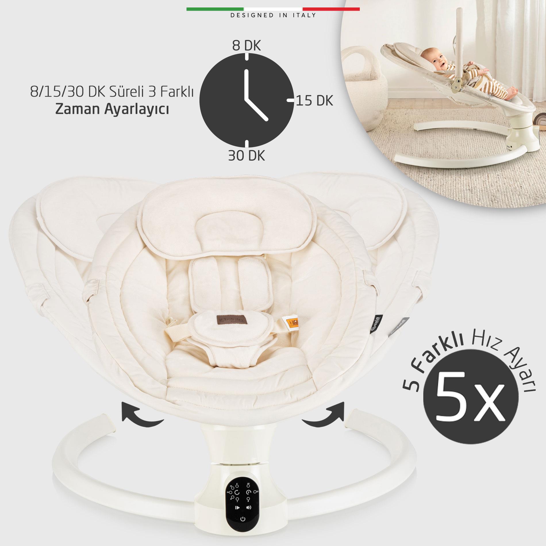 Elele Sette Elektrikli Otomatik Sallanan Ana Kucağı Bej