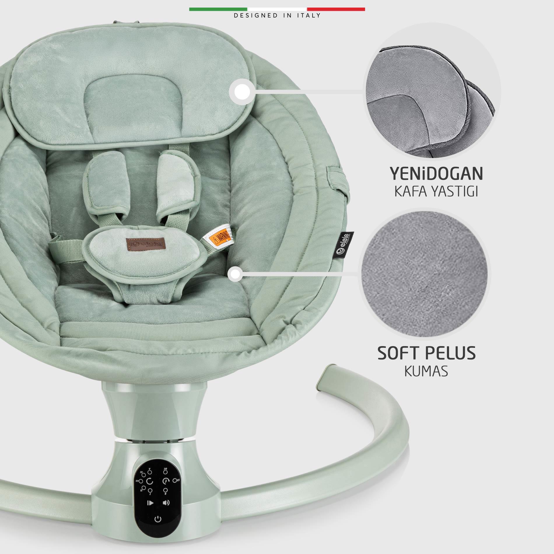 Elele Sette Elektrikli Otomatik Sallanan Ana Kucağı Yeşil