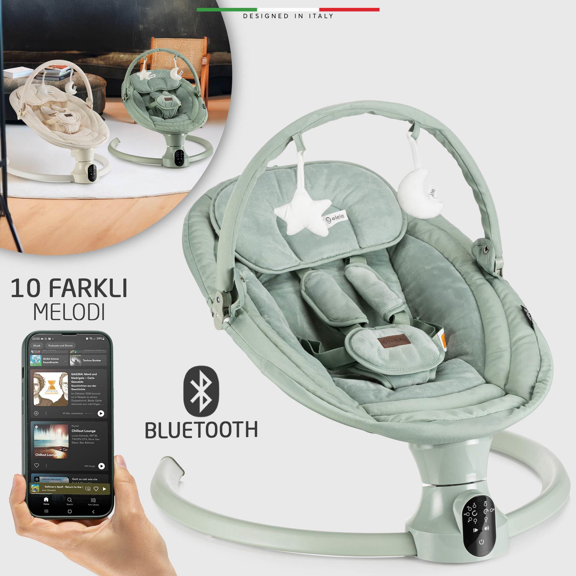 Elele Sette Elektrikli Otomatik Sallanan Ana Kucağı Yeşil