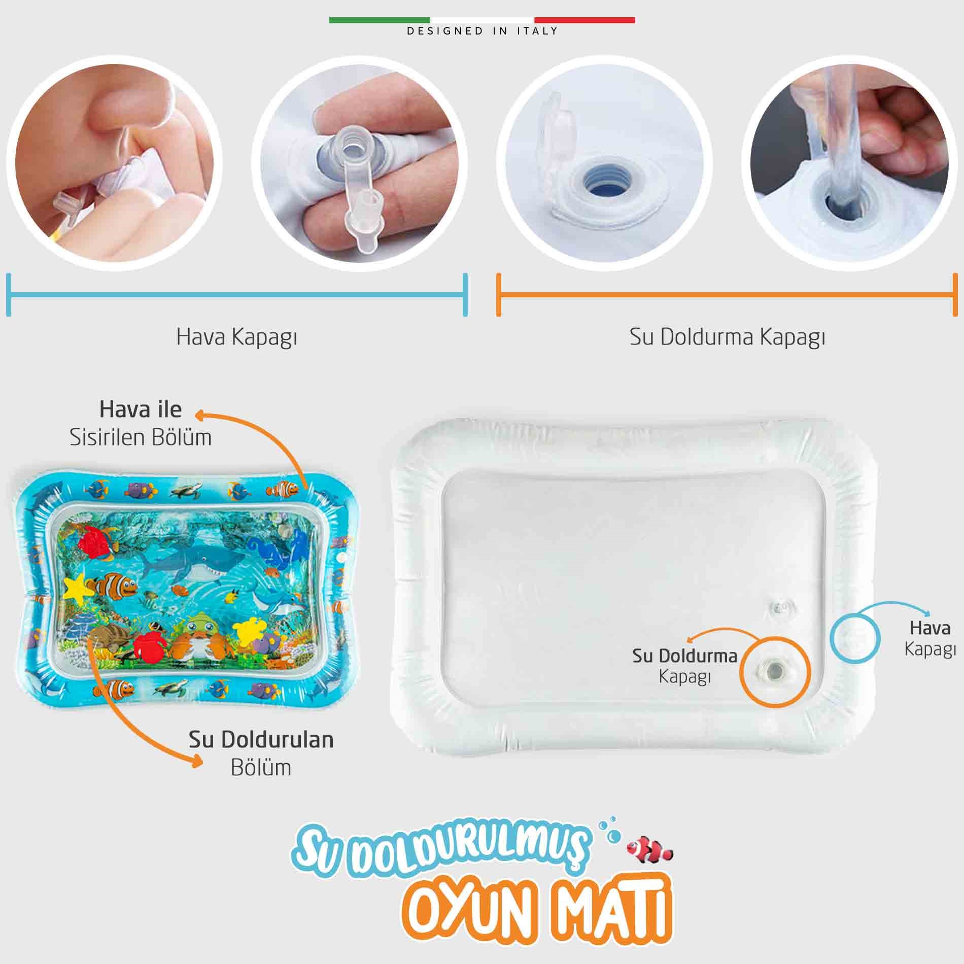 Elele Şişirilebilen Su Aktivite ve Oyun Matı Mavi