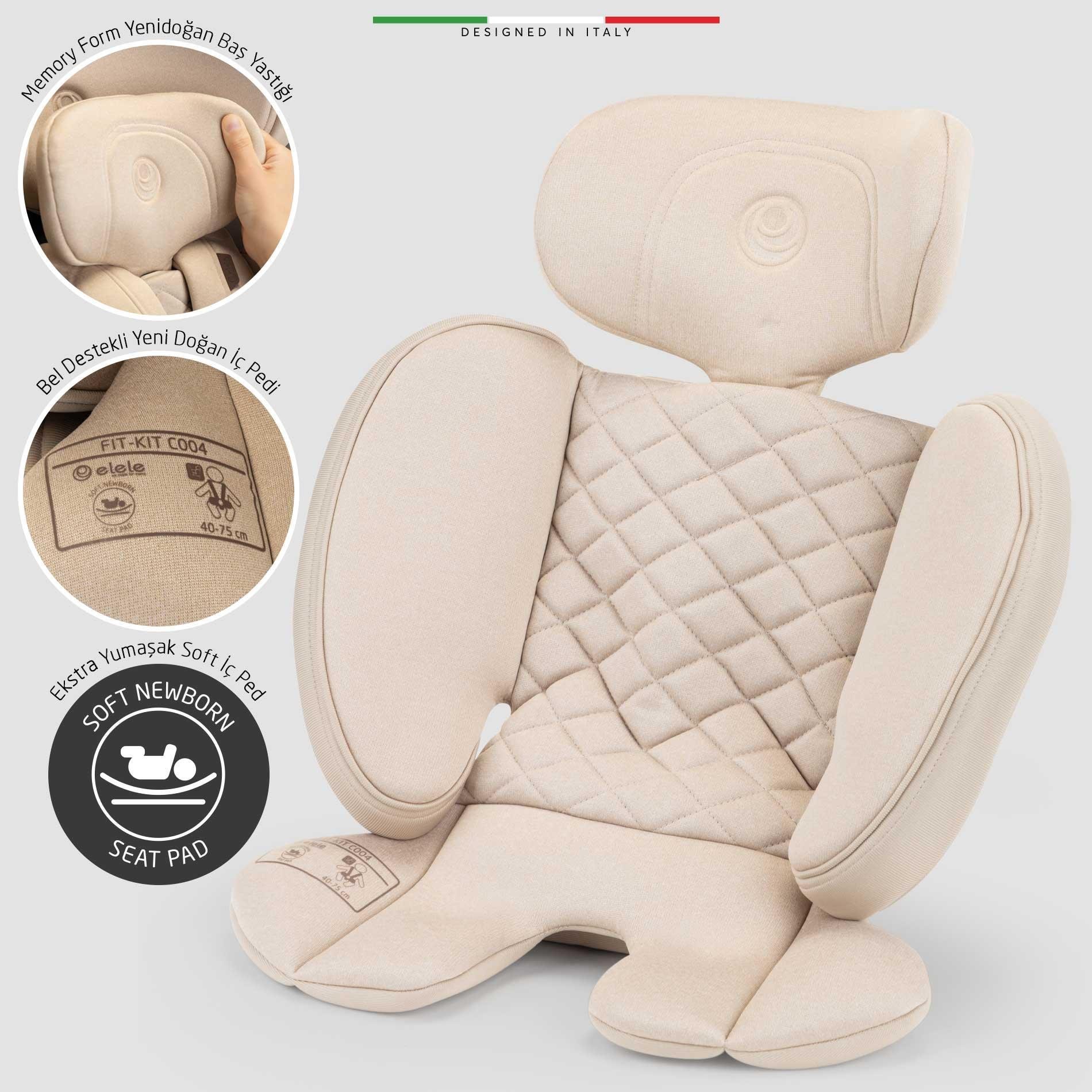 Elele StradaFix 360° Dönen I-Size Oto Koltuğu İsoFix 40-150 CM 0-36 KG Bej