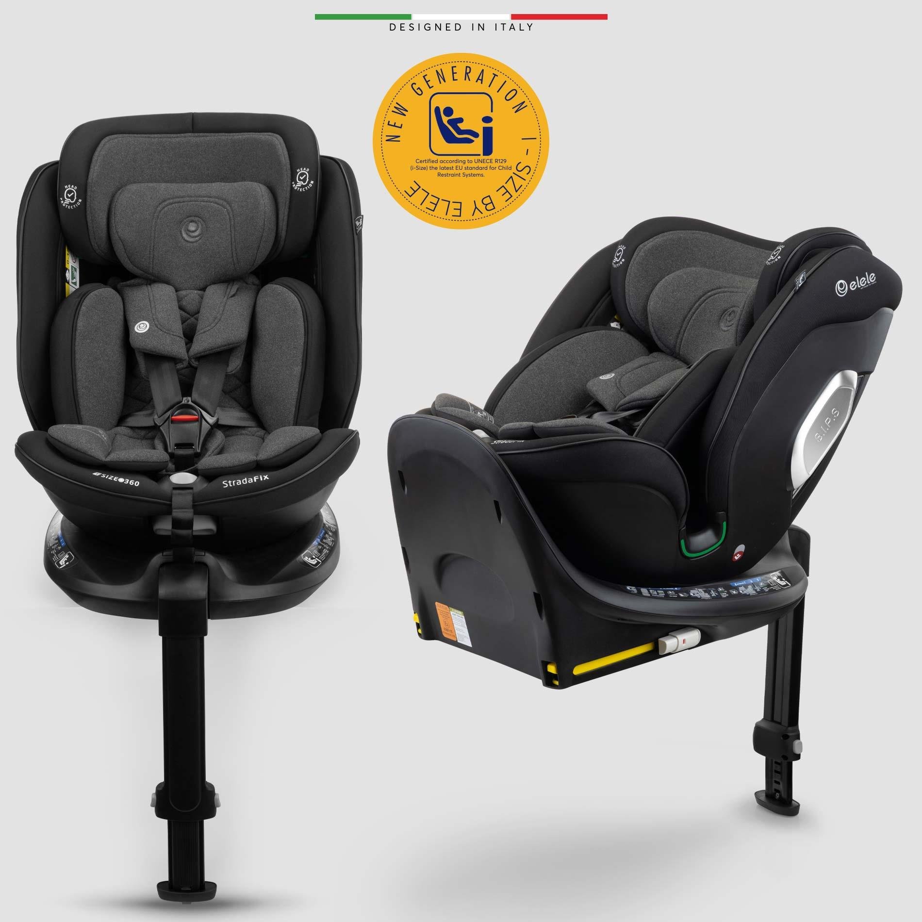 Elele StradaFix 360° Dönen I-Size Oto Koltuğu İsoFix 40-150 CM 0-36 KG Siyah