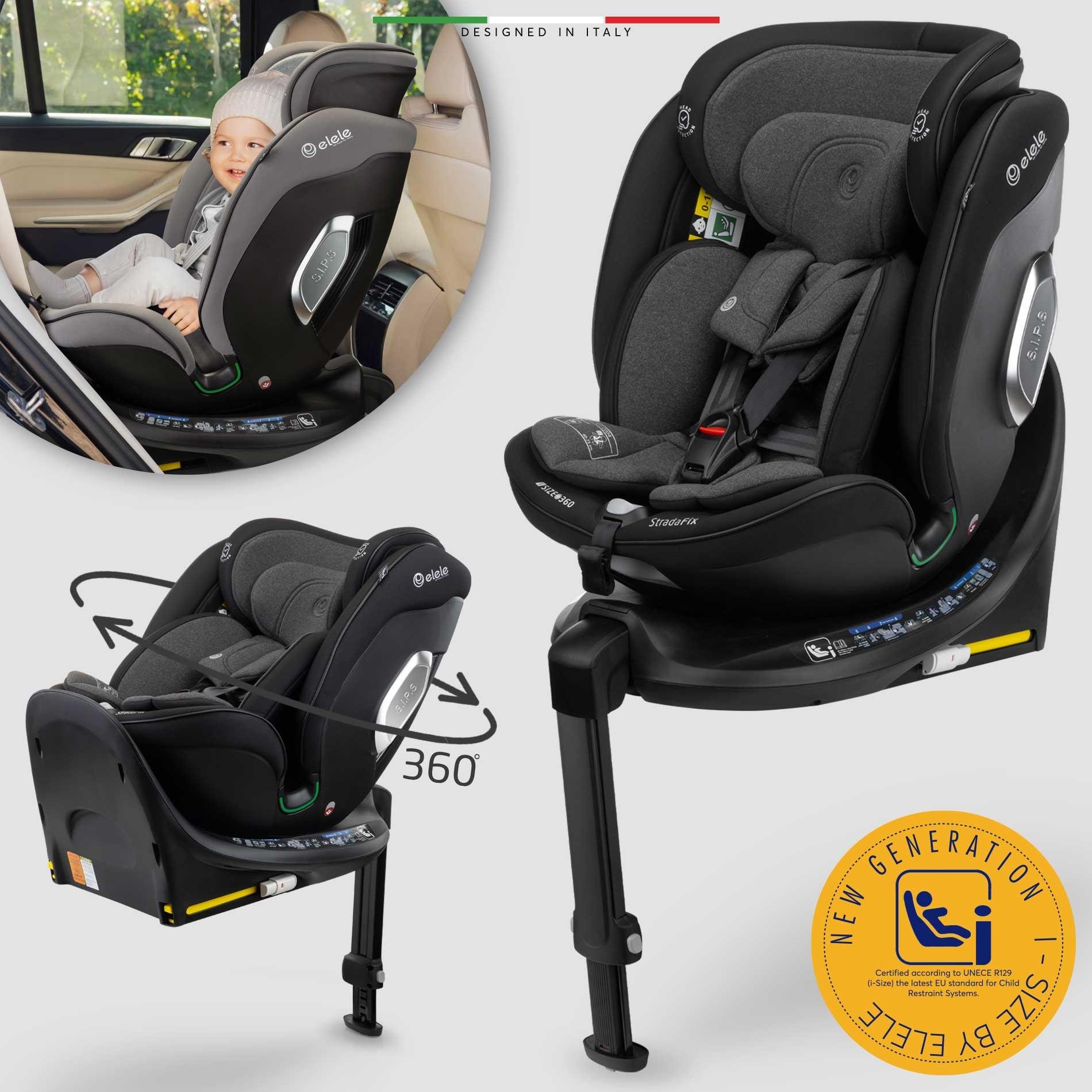 Elele StradaFix 360° Dönen I-Size Oto Koltuğu İsoFix 40-150 CM 0-36 KG Siyah