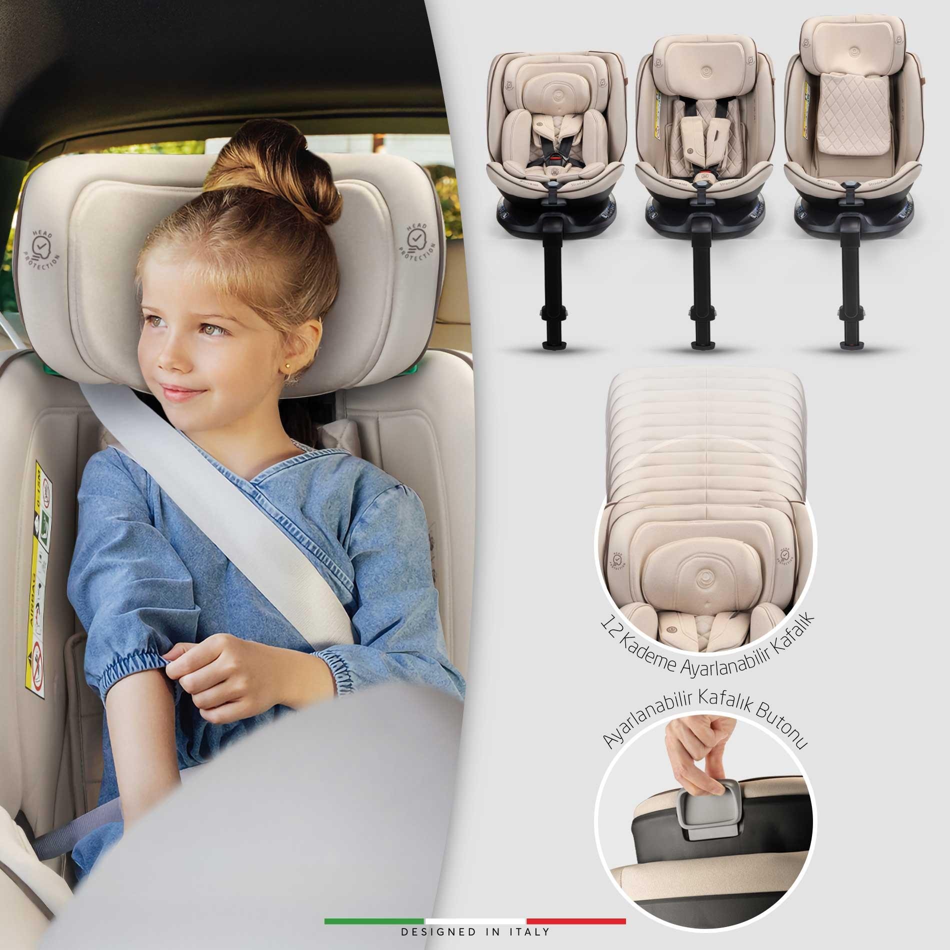 Elele StradaFix 360° Dönen I-Size Oto Koltuğu İsoFix 40-150 CM 0-36 KG Siyah