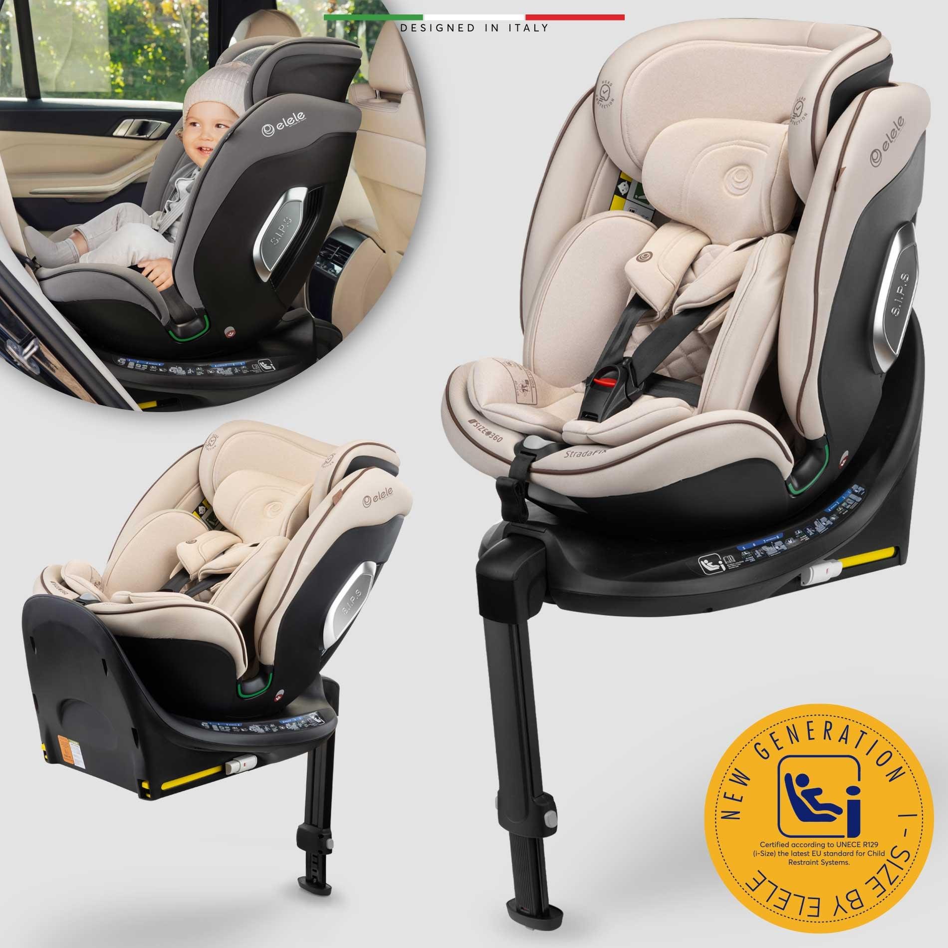 Elele StradaFix 360° Dönen I-Size Oto Koltuğu İsoFix 40-150 CM 0-36 KG Bej