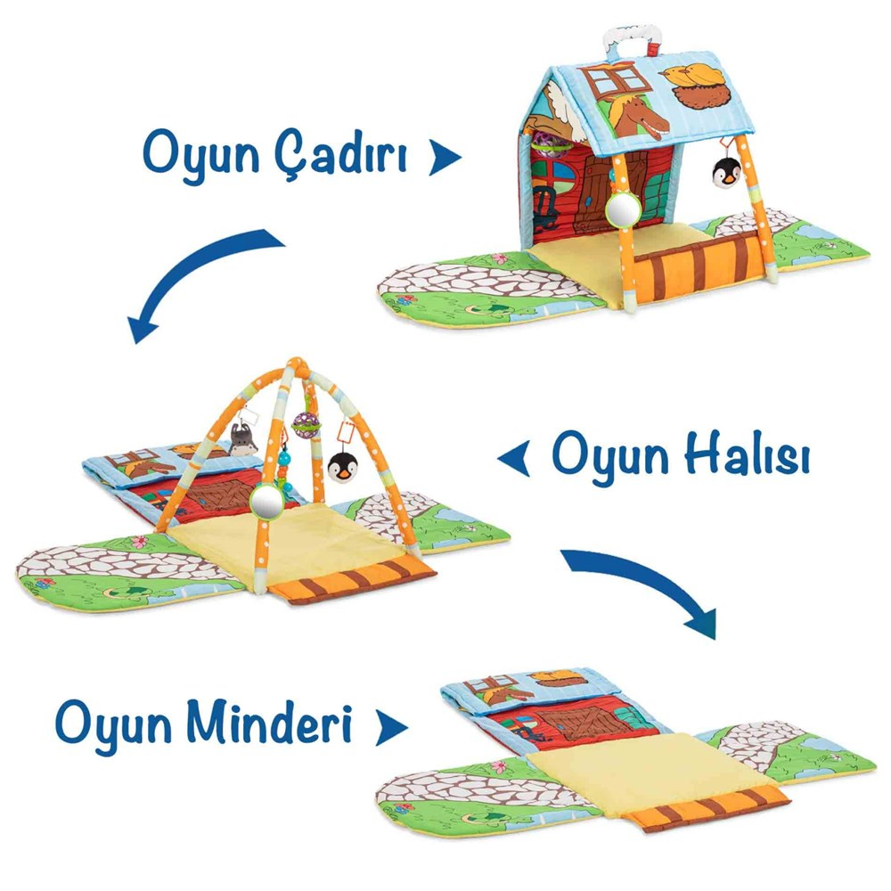 Elele Toys Casa Ev Tipi Bebek Oyun Halısı ve Oyun Çadırı MİX