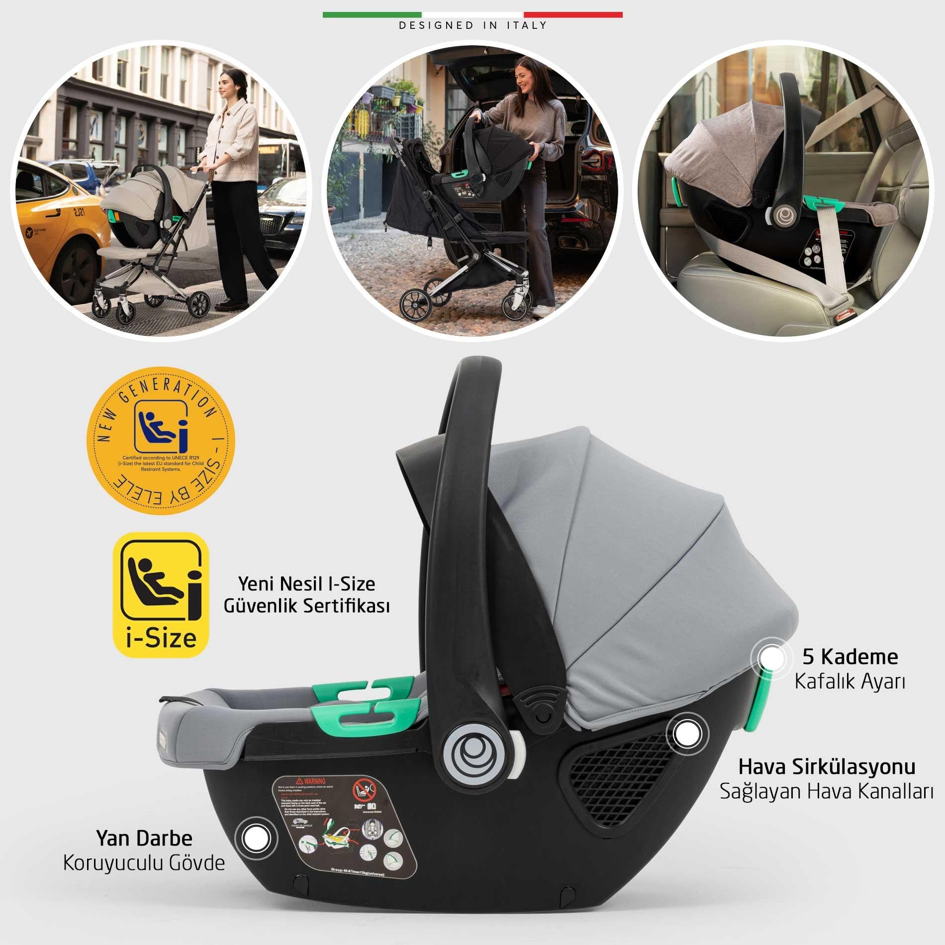 Elele Vita Premium Kabin Tipi Travel Sistem Bebek Arabası Silver Gri