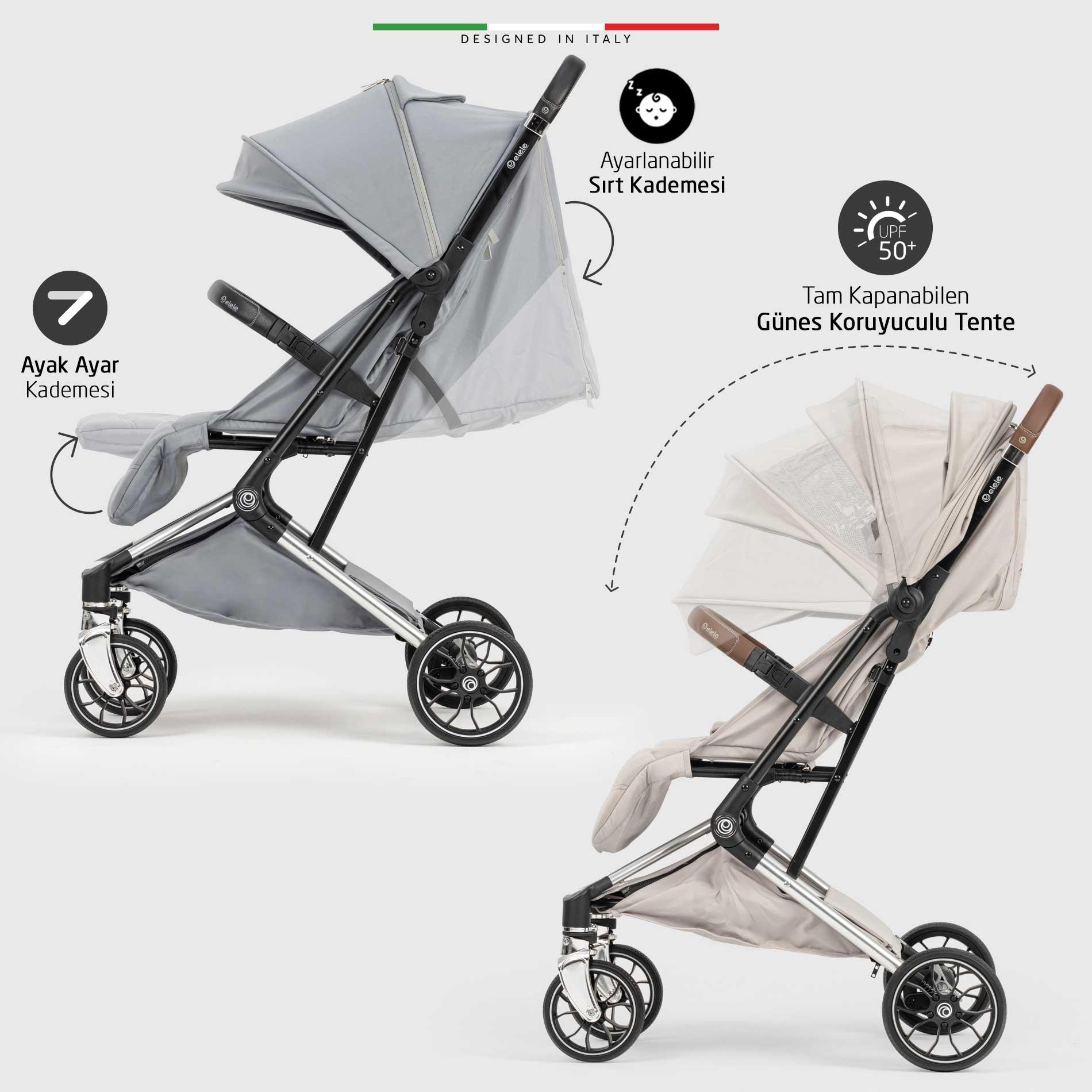 Elele Vita Premium Kabin Tipi Travel Sistem Bebek Arabası Silver Gri