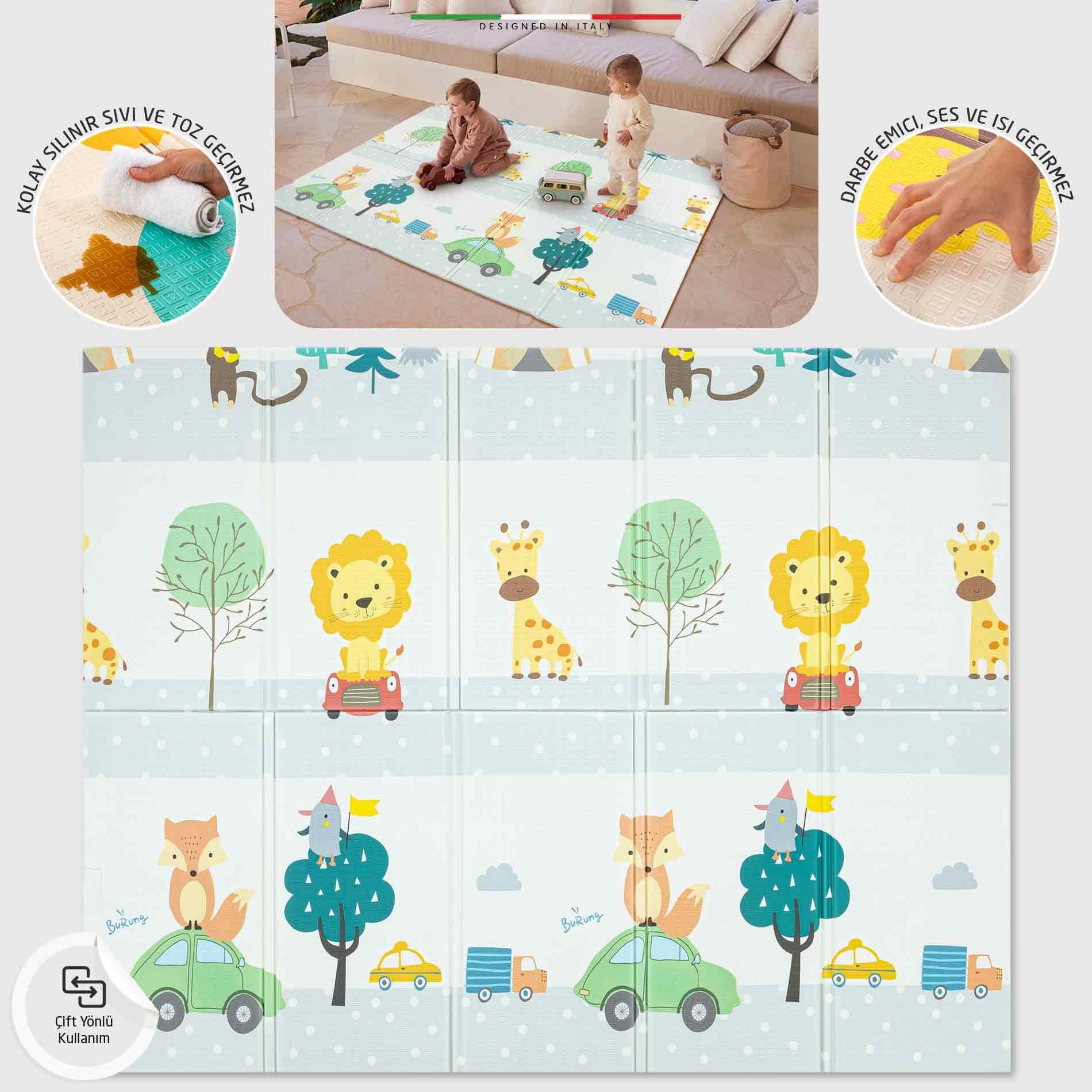 Elele Zoo Katlanabilir Oyun Matı Oyun Halısı 180x200x1,5 Cm XFD309 Zoo