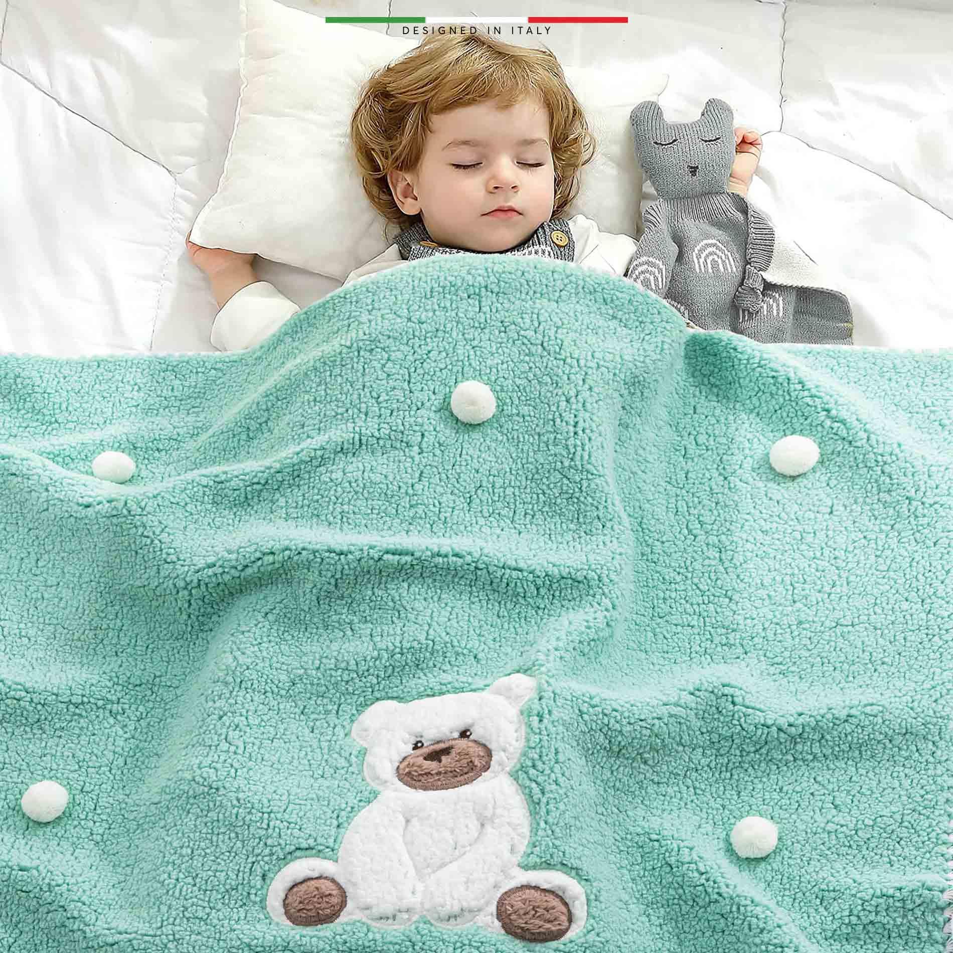 EleleLife Bear Bebek Battaniyesi Kuzu Tüyü 90x100 Cm Gri