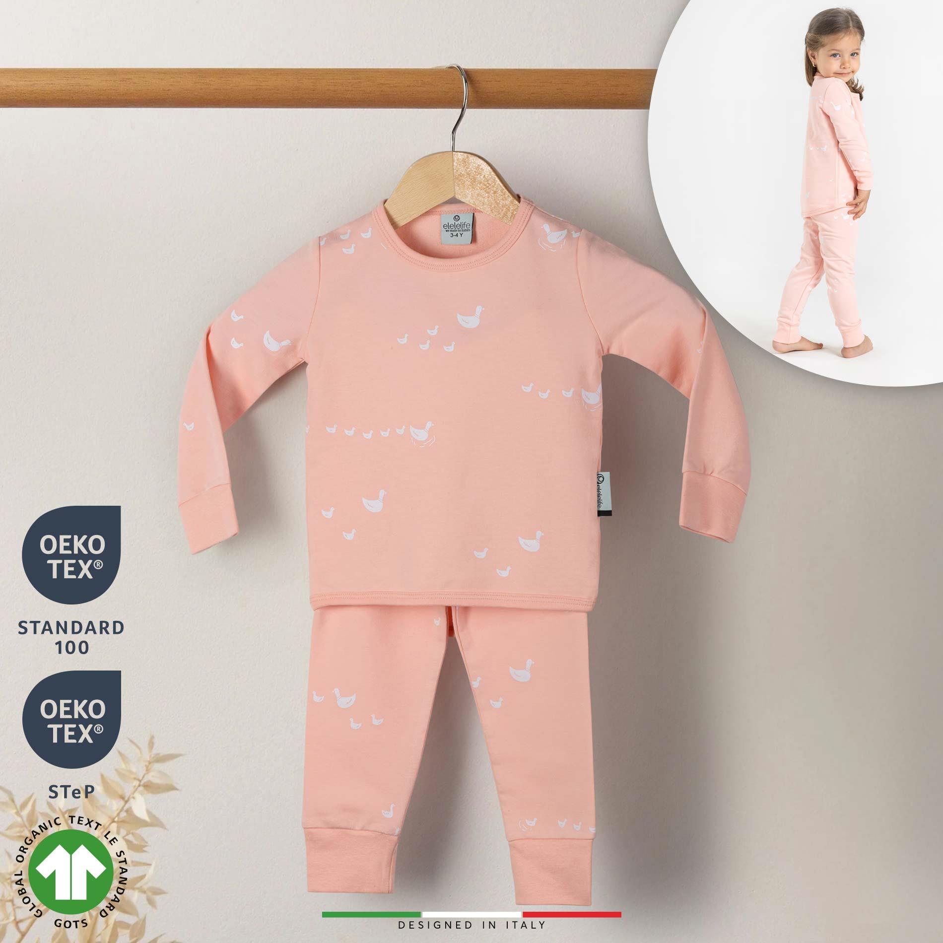 EleleLife Bebek Çocuk Pijama Takımı 1 Tog Pudra Pato