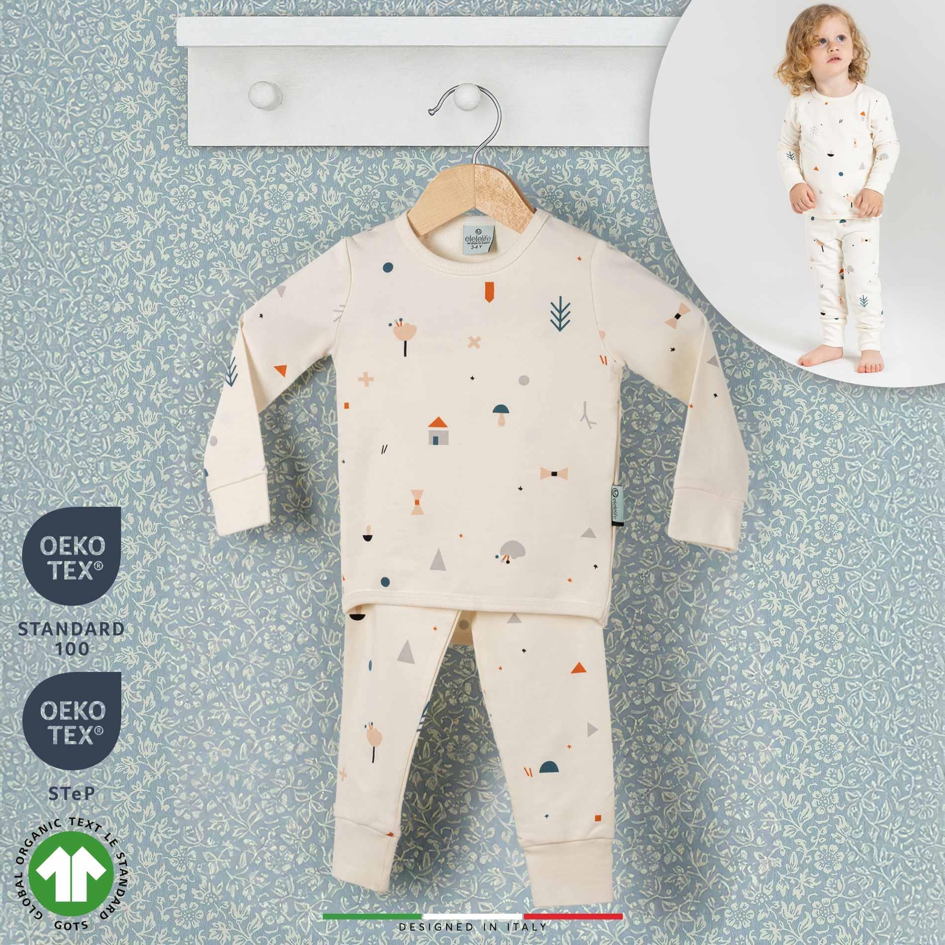 EleleLife Bebek Çocuk Pijama Takımı 1 Tog Krem Mono