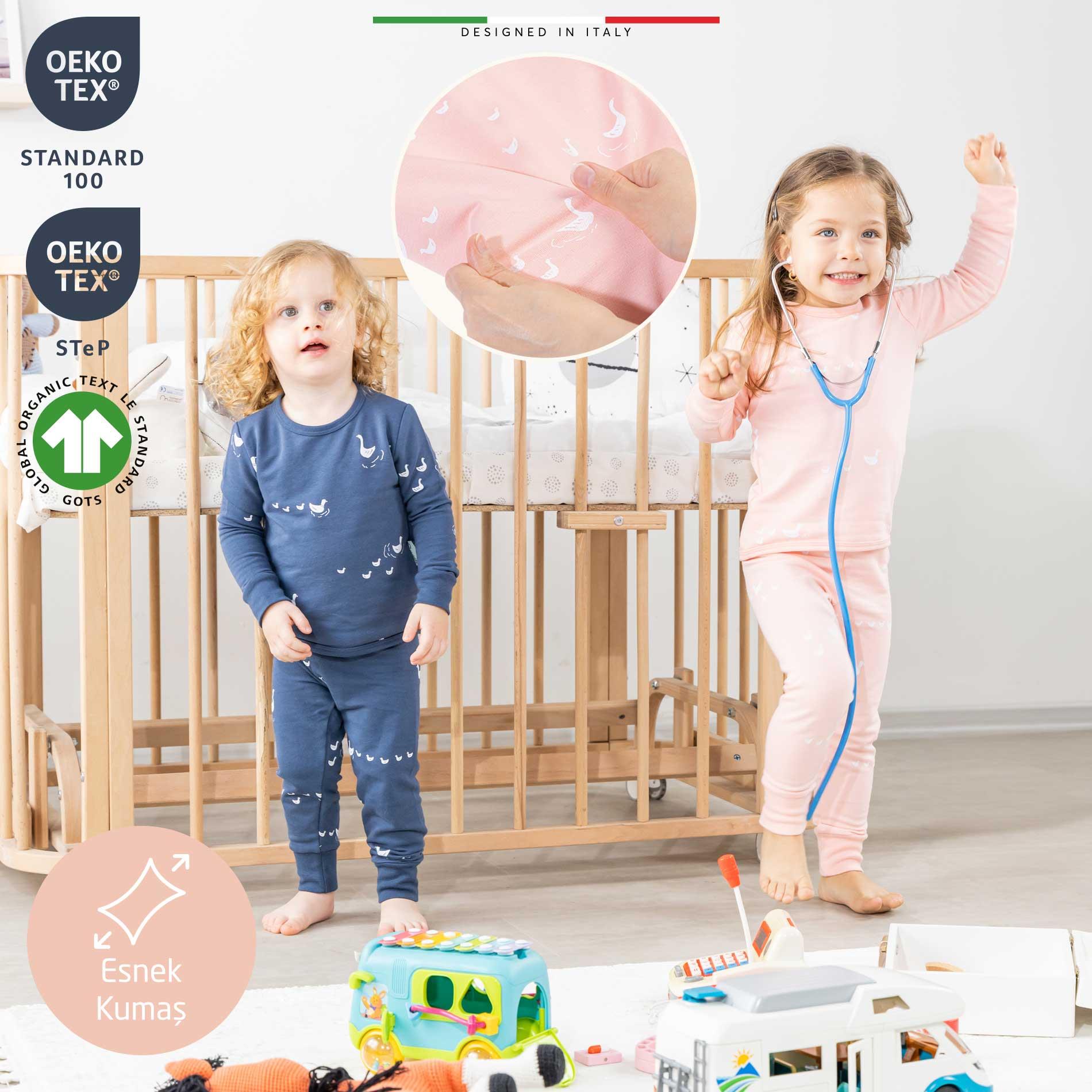 EleleLife Bebek Çocuk Pijama Takımı 1 Tog Krem Mono