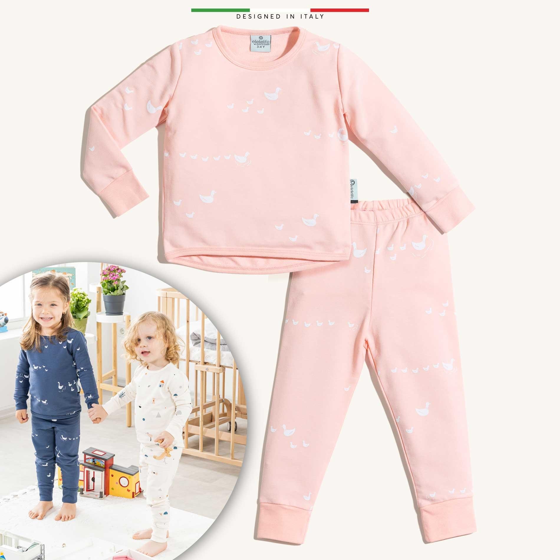 EleleLife Bebek Çocuk Pijama Takımı 1 Tog Pudra Pato