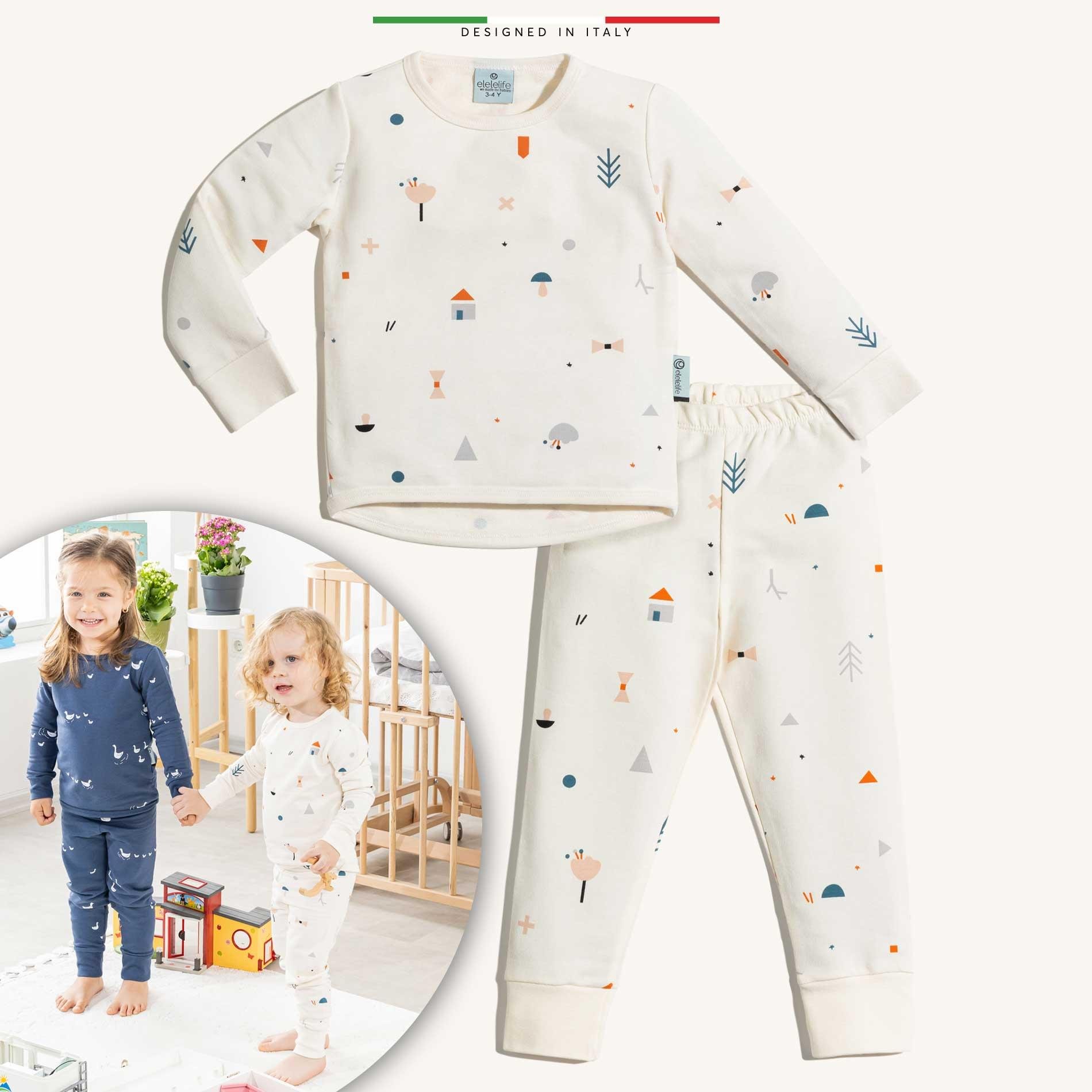 EleleLife Bebek Çocuk Pijama Takımı 1 Tog Krem Mono