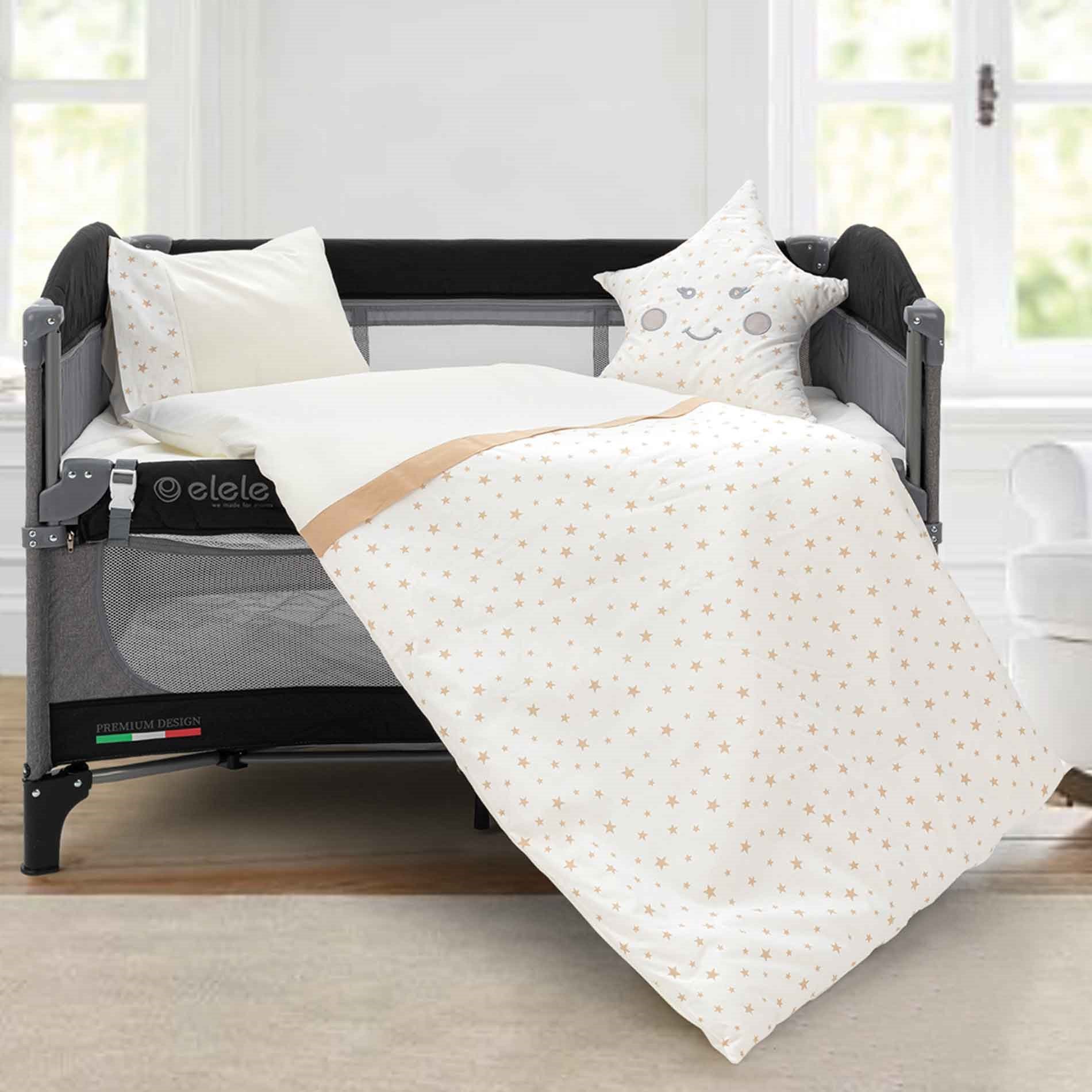 EleleLife Bonita 6 Parça Park Yatak Bebek Uyku Seti Krem