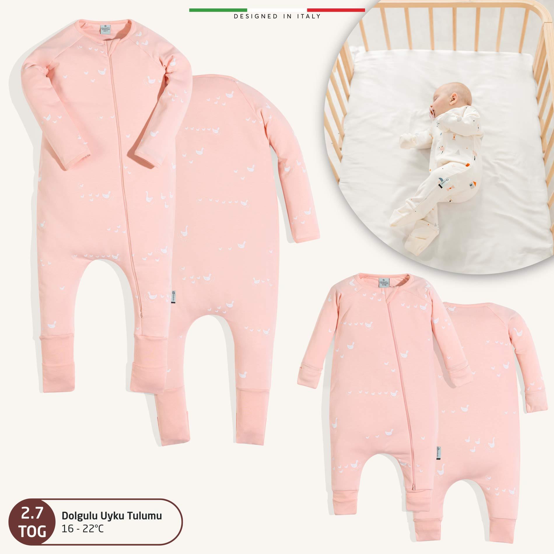 EleleLife Dolgulu Çoçuk/Bebek Uyku Tulumu 2.7 Tog Pudra Pato