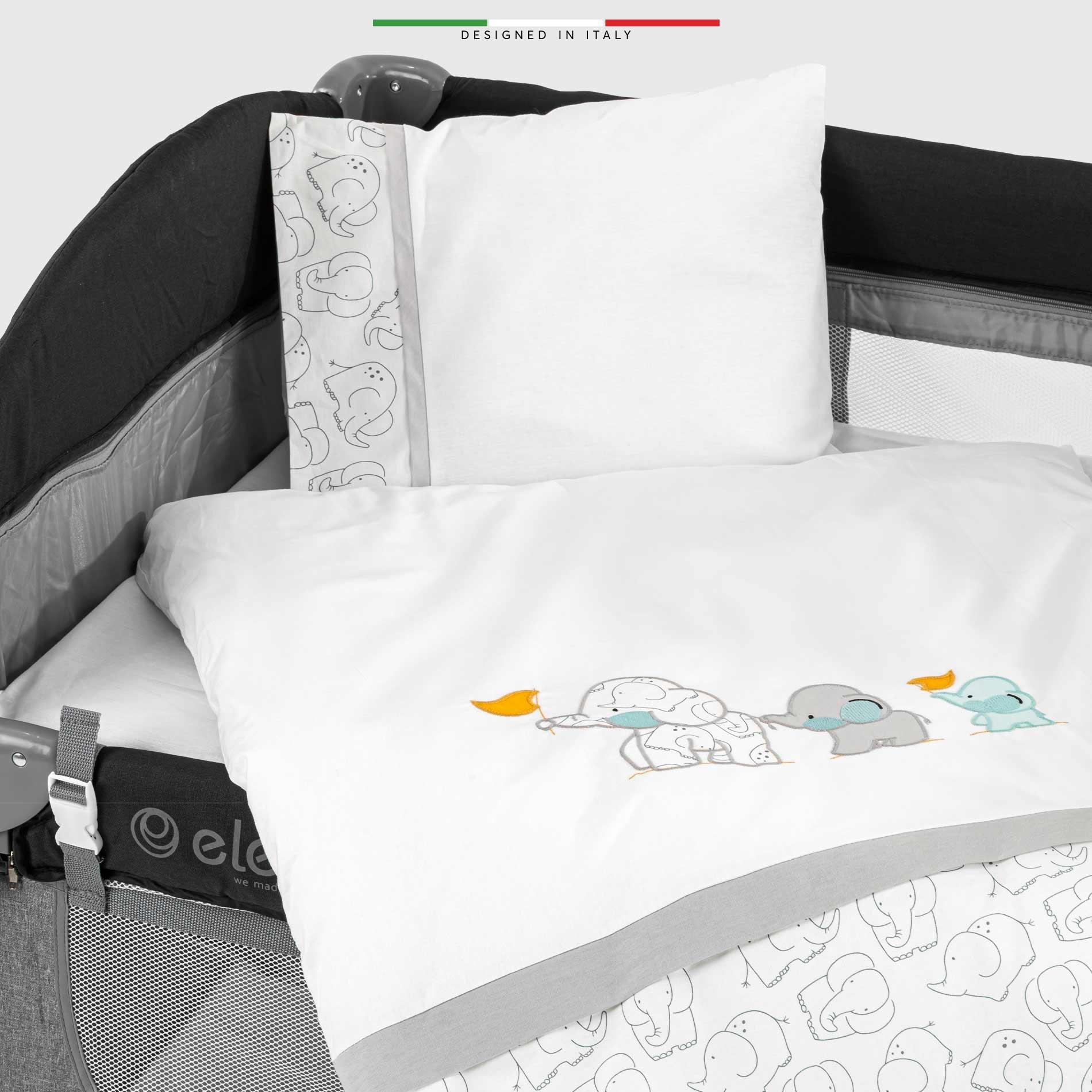 EleleLife Elephant 6 Parça Oyun Parkı Park Yatak Bebek Uyku Seti Beyaz