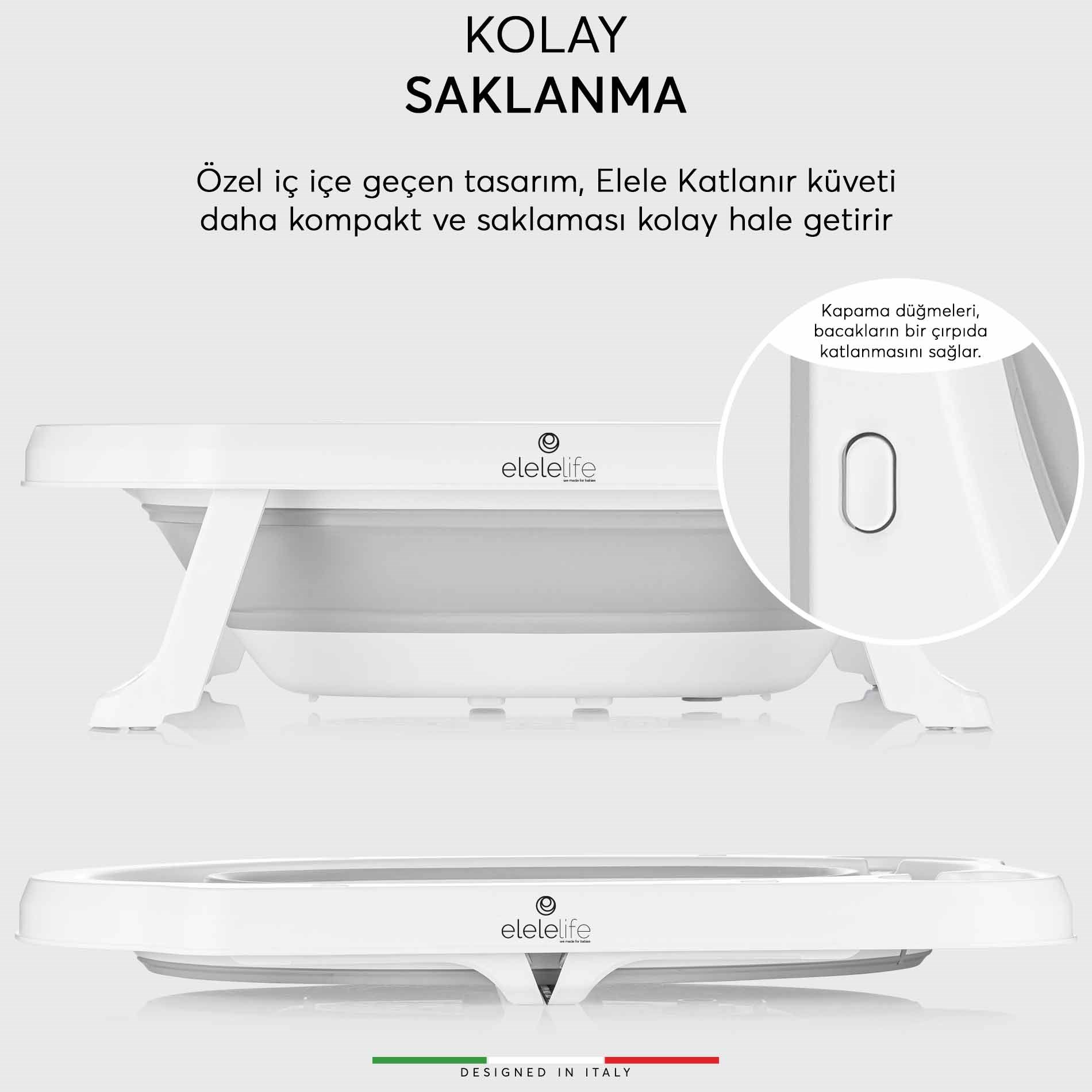 EleleLife Giderli Katlanabilir Bebek Banyo Küveti Pudra
